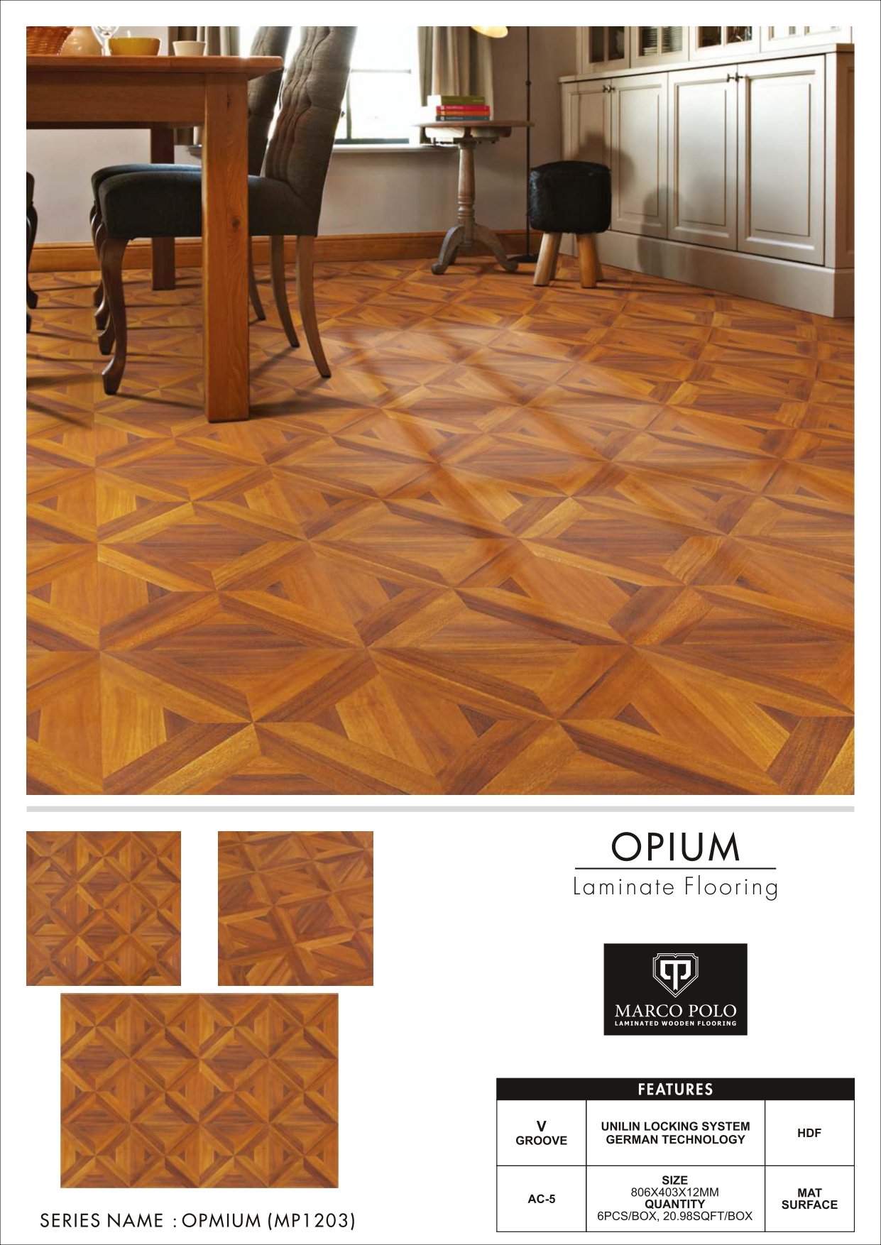 800x800 Opium MP1203 Marcopolo Laminate Wooden Flooring