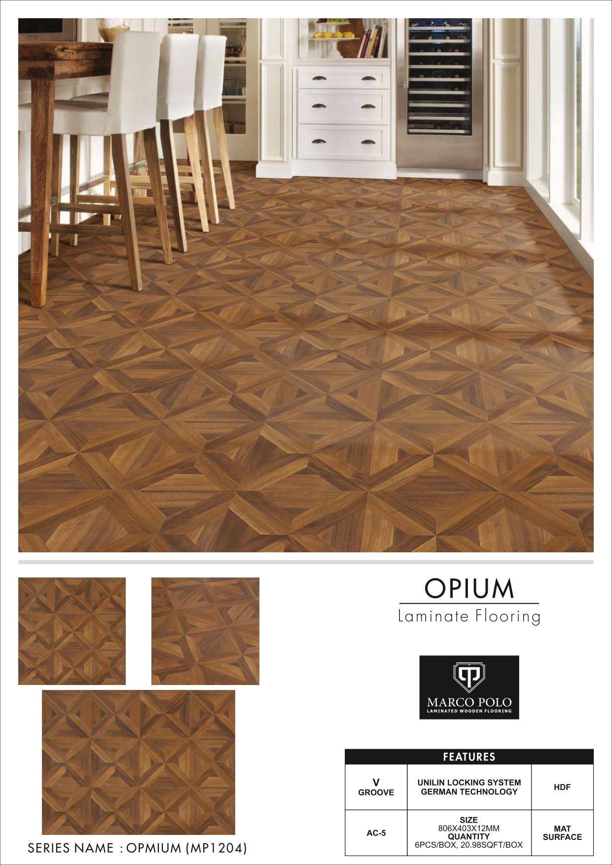 800x800 Opium MP1204 Marcopolo Laminate Wooden Flooring