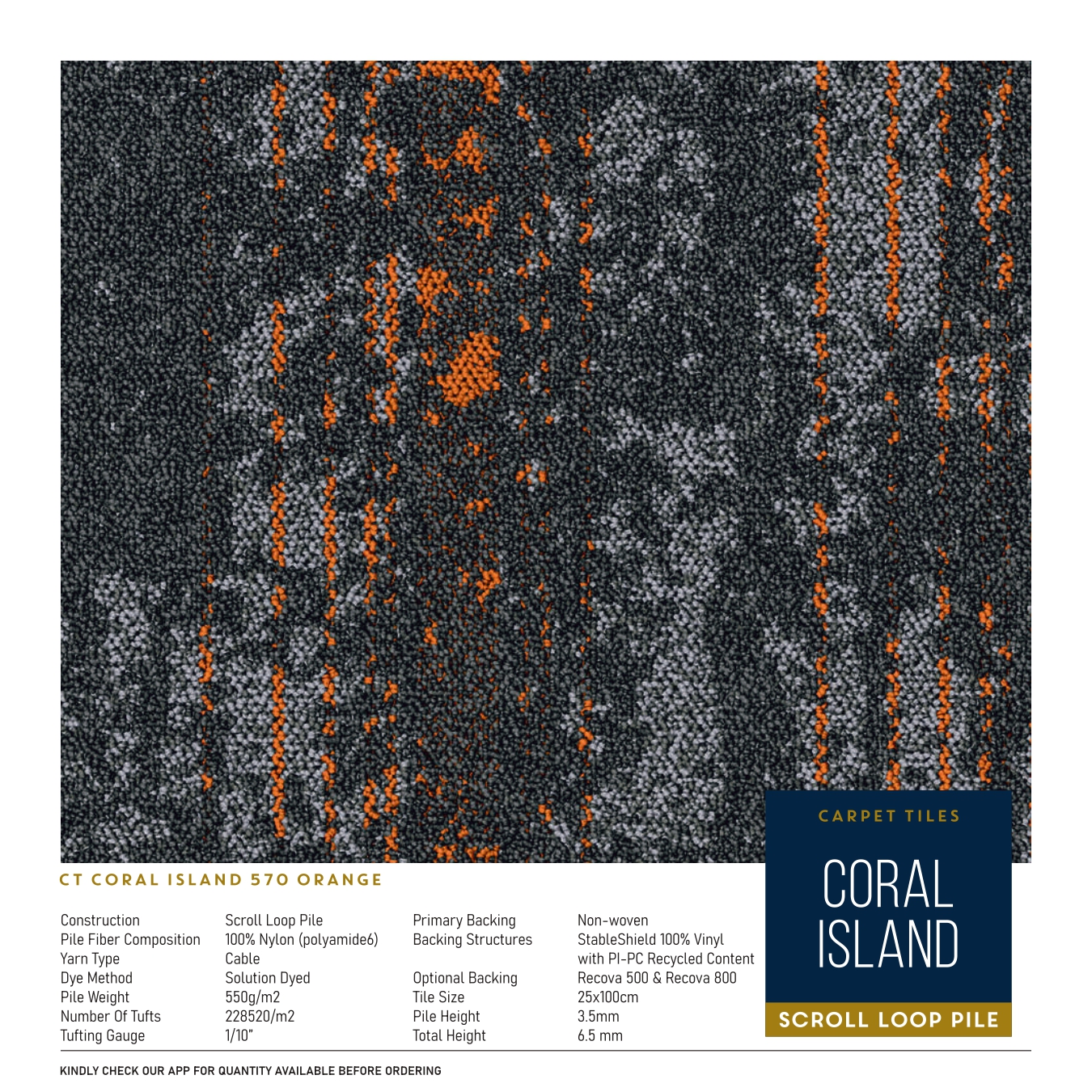 Coral Island 570 Orange Carpet Tile – Divine Design