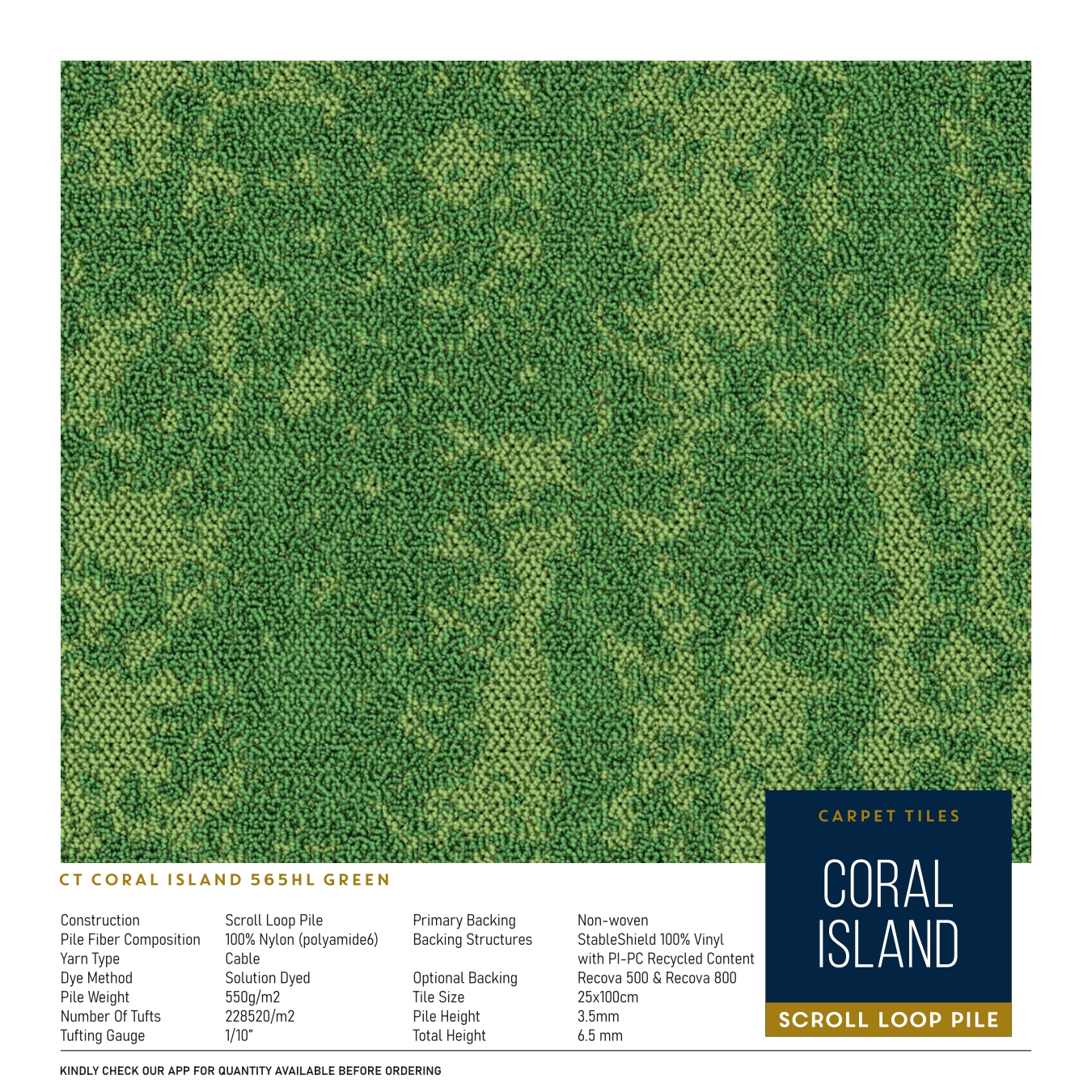 Coral Island 565 HL Green Carpet Tile – Divine Design