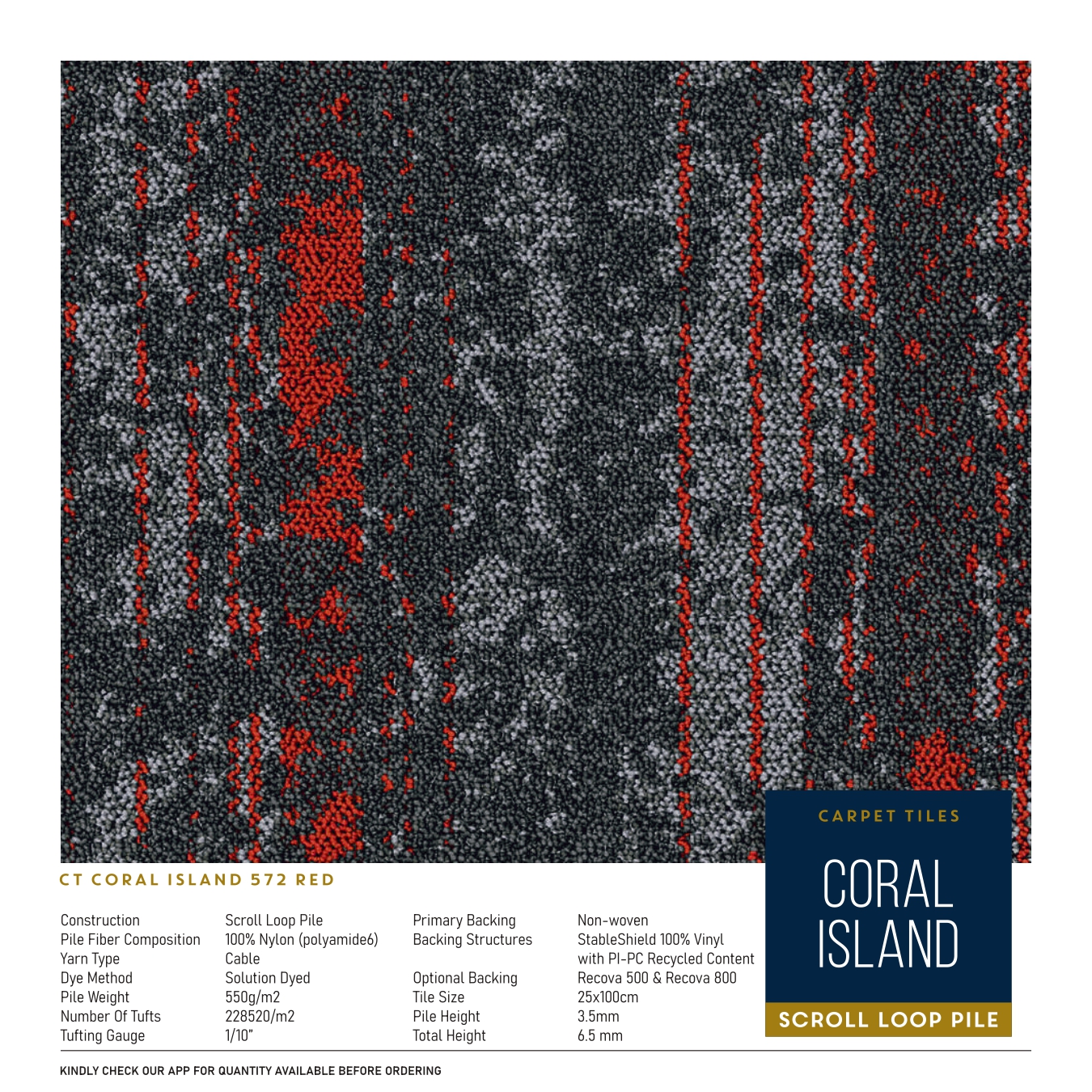 Coral Island 572 red Carpet Tile – Divine Design