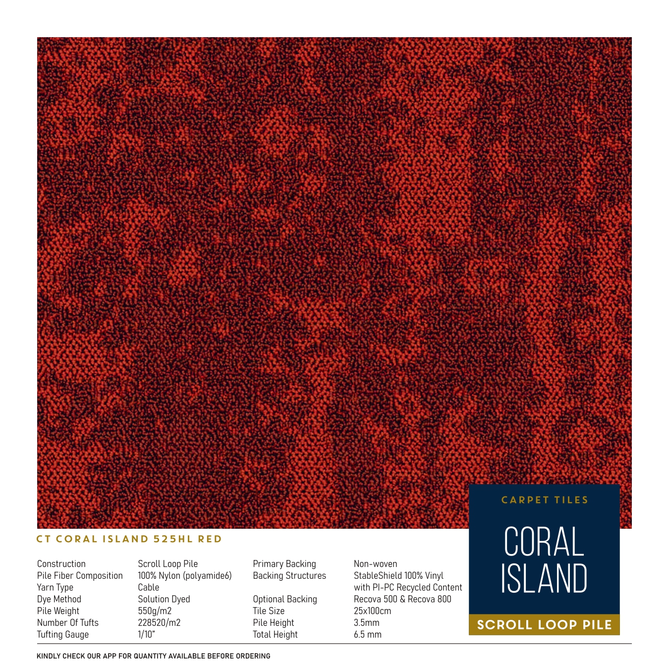 Coral Island 525 HL Red Carpet Tile – Divine Design