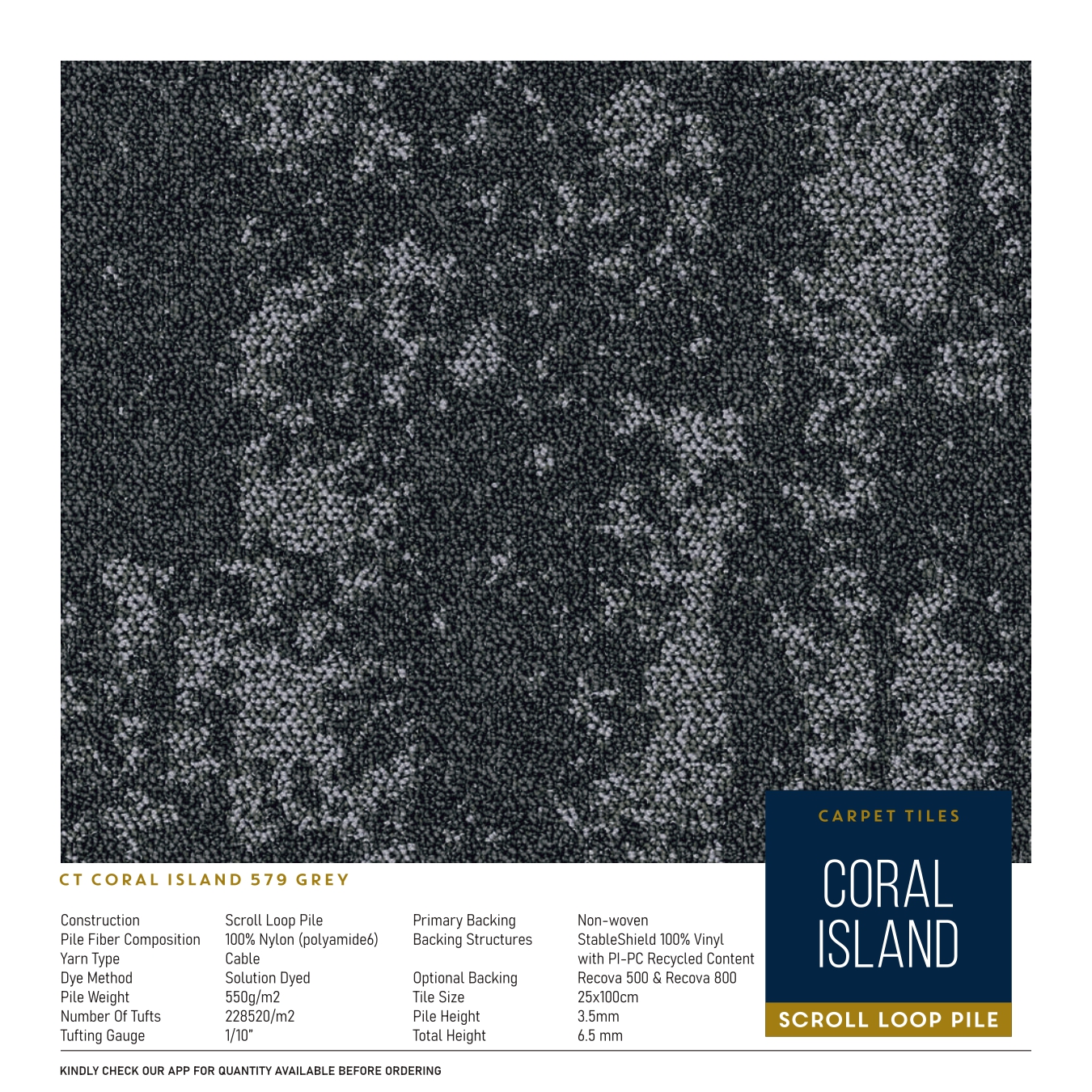 Coral Island 579 Grey Carpet Tile – Divine Design