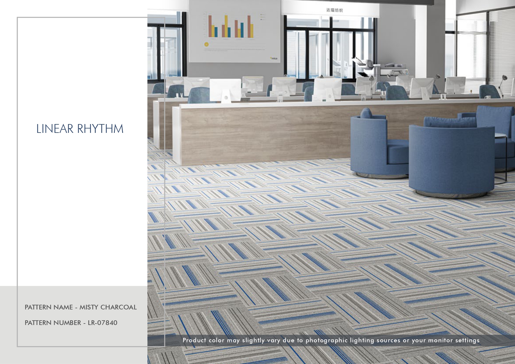 Linear Rhythm Carpet Tile - Misty  Charcoal LR-07840