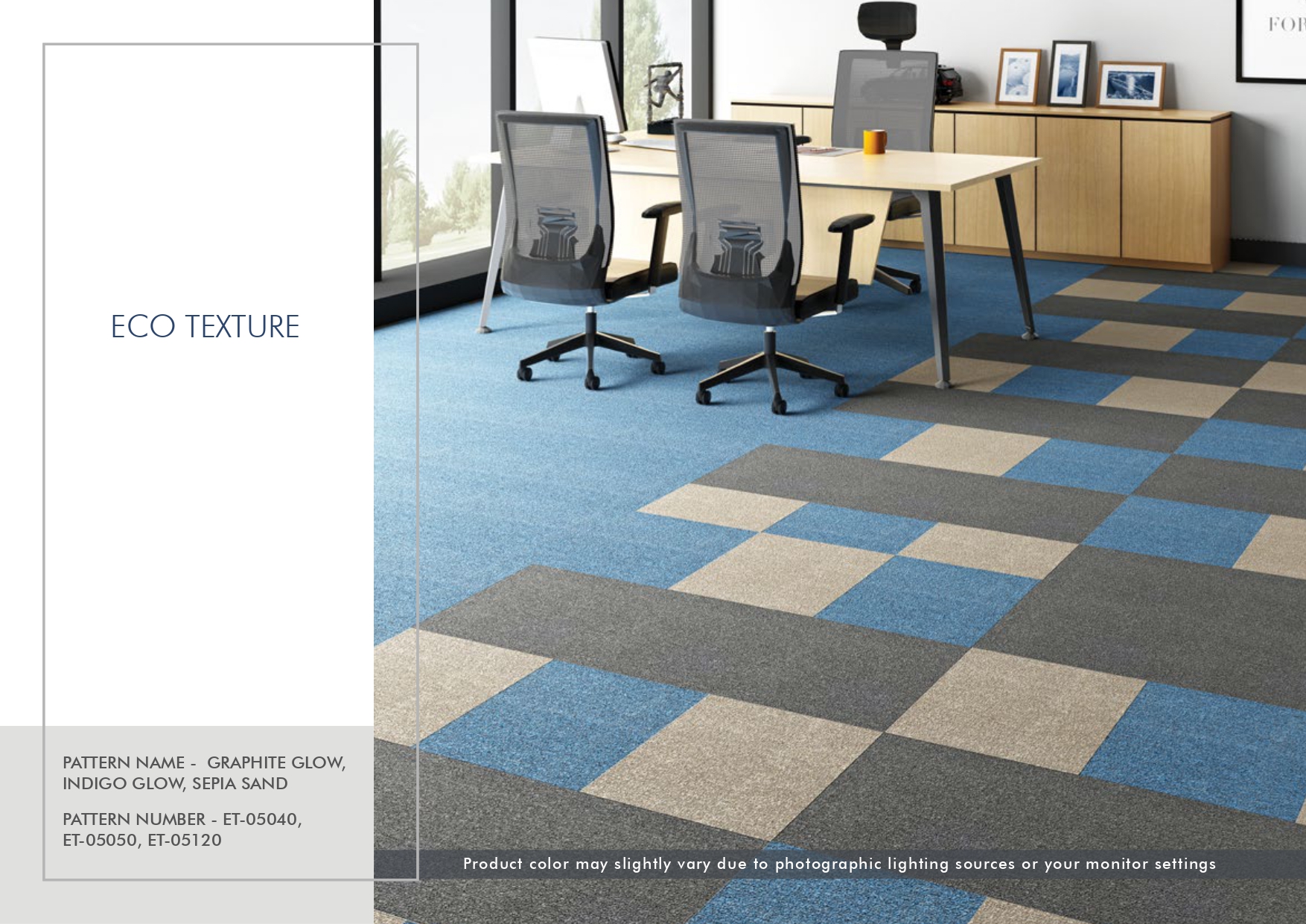 GRAPHITE GLOW, INDIGO GLOW, SEPIA SAND  ET-05040 Eco Texture Excel Prime Carpet Tile - Durable & Stylish