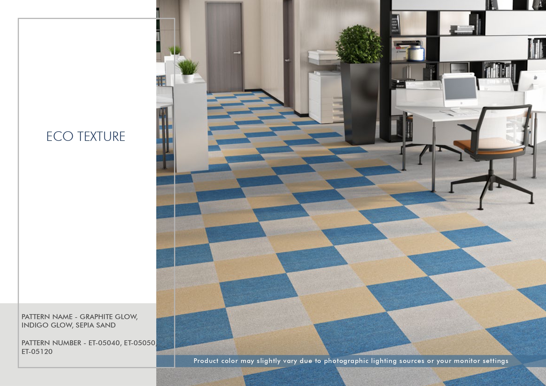 GRAPHITE GLOW, INDIGO GLOW, SEPIA SAND ET-05050 Eco Texture Excel Prime Carpet Tile - Durable & Stylish