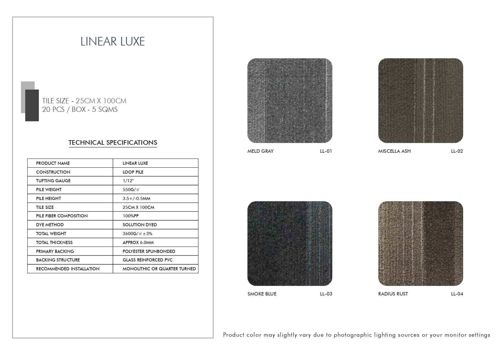 Linear Luxe Excel Prime Carpet Tile - Stylish Flooring
