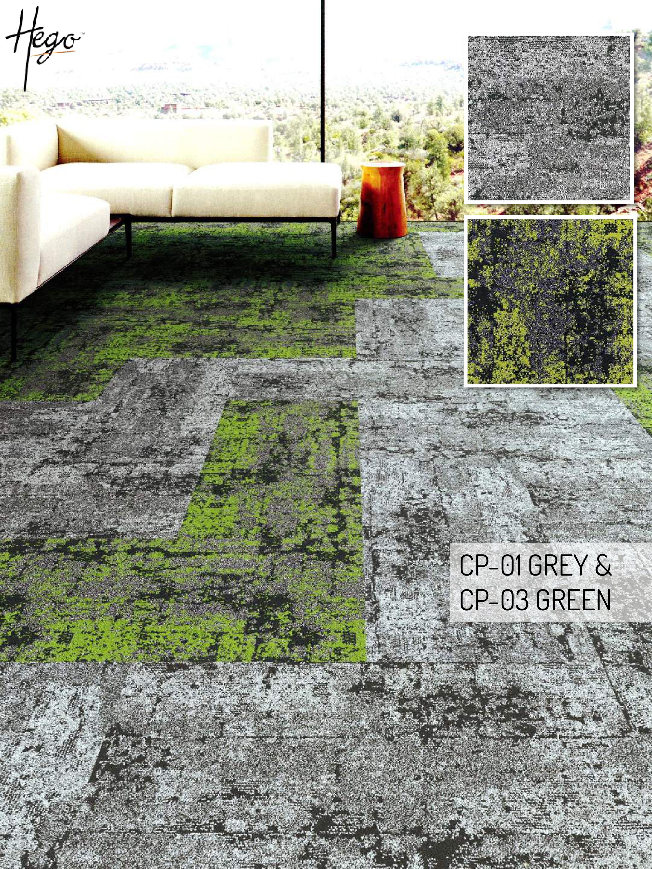 Color Point Carpet Tile CP-03 Green & CP-01 Grey