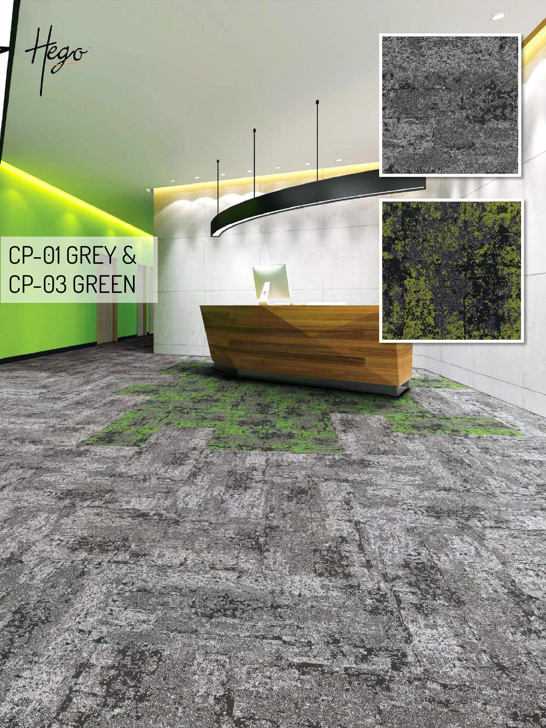 Color Point Carpet Tile CP-03-Green & CP-01-Grey