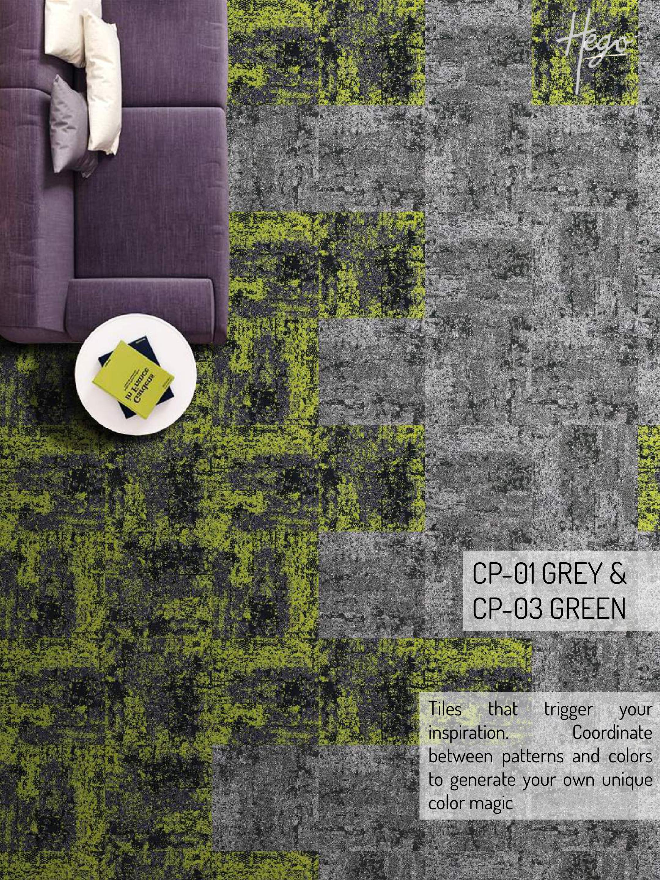 Color Point Carpet Tile CP-03-Green & CP-01-Grey