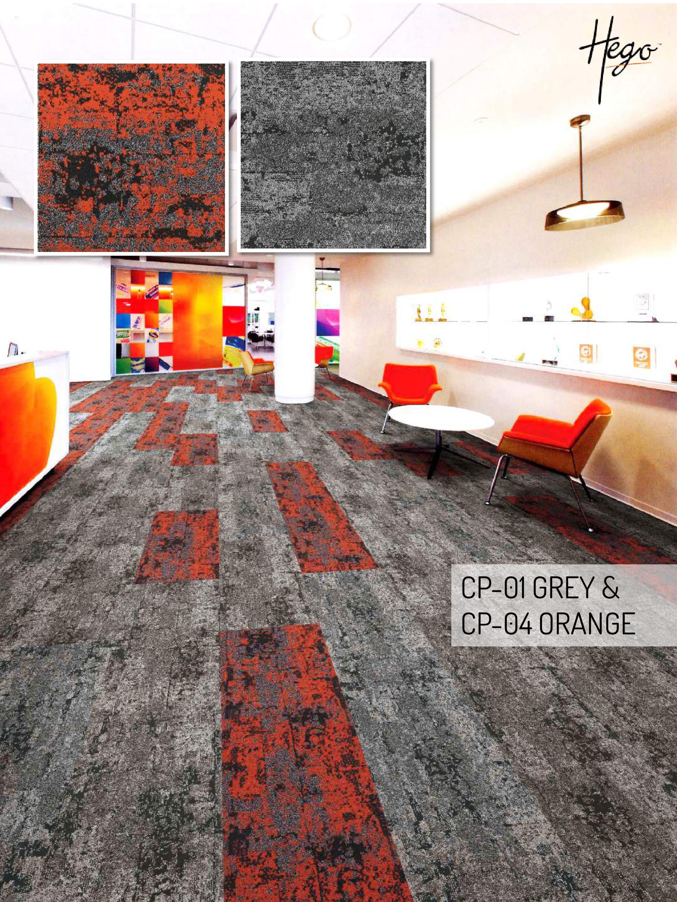 Color Point Carpet Tile CP-04 Orange & CP-01 Grey