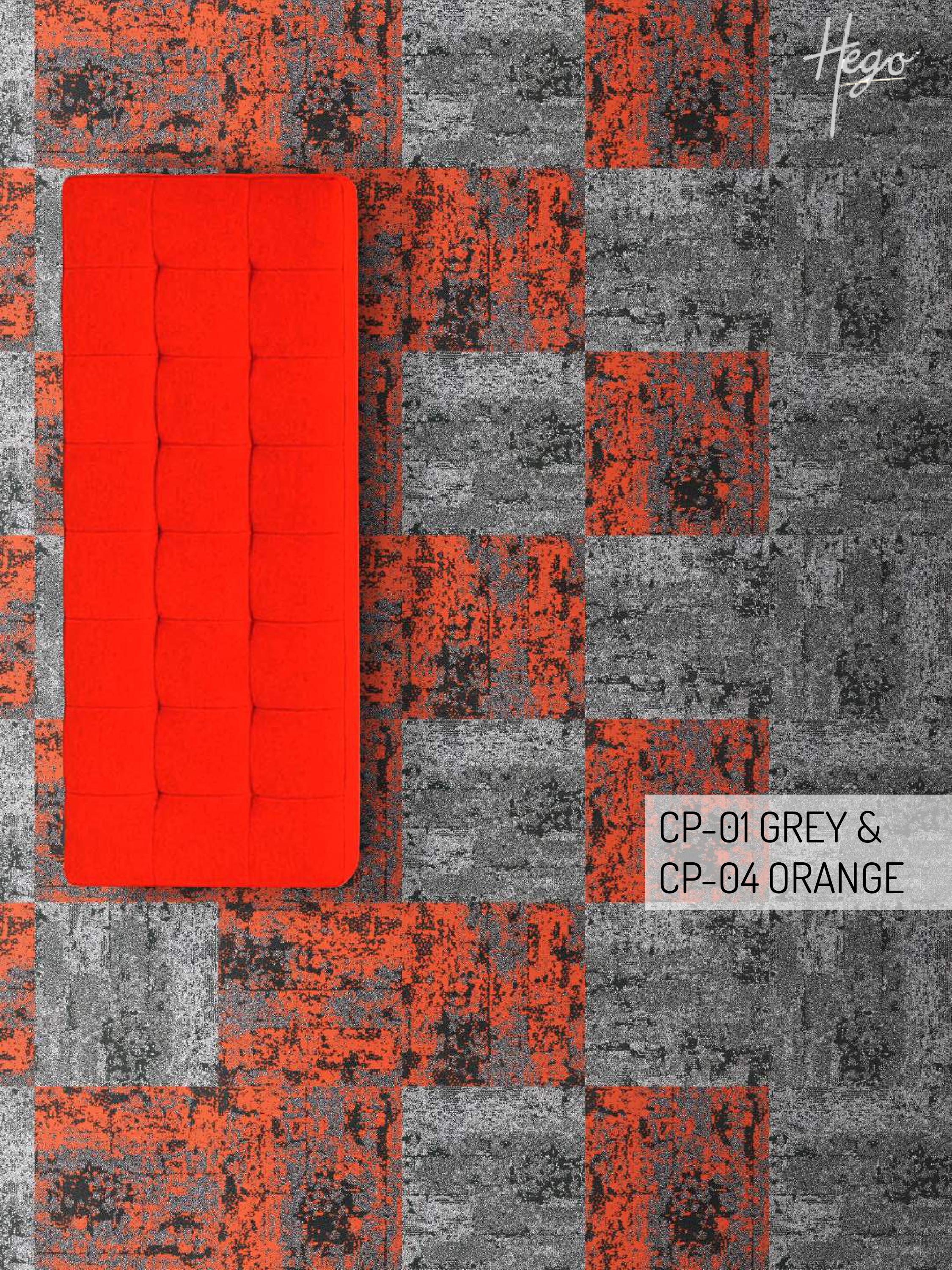 Color Point Carpet Tile CP-04-Orange & CP-01-Grey