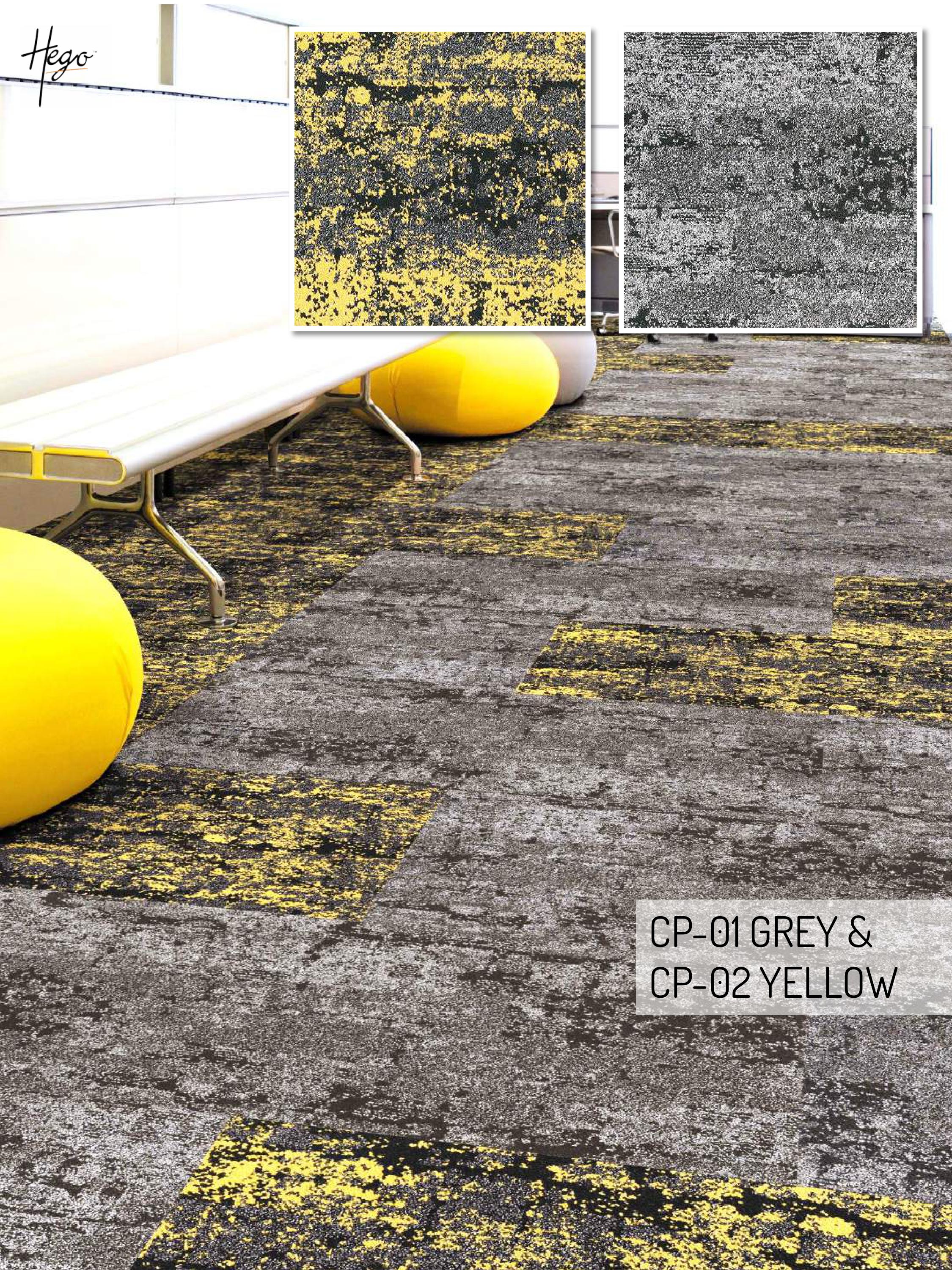 Color Point Carpet Tiles CP-02 Yellow & CP-01 Grey