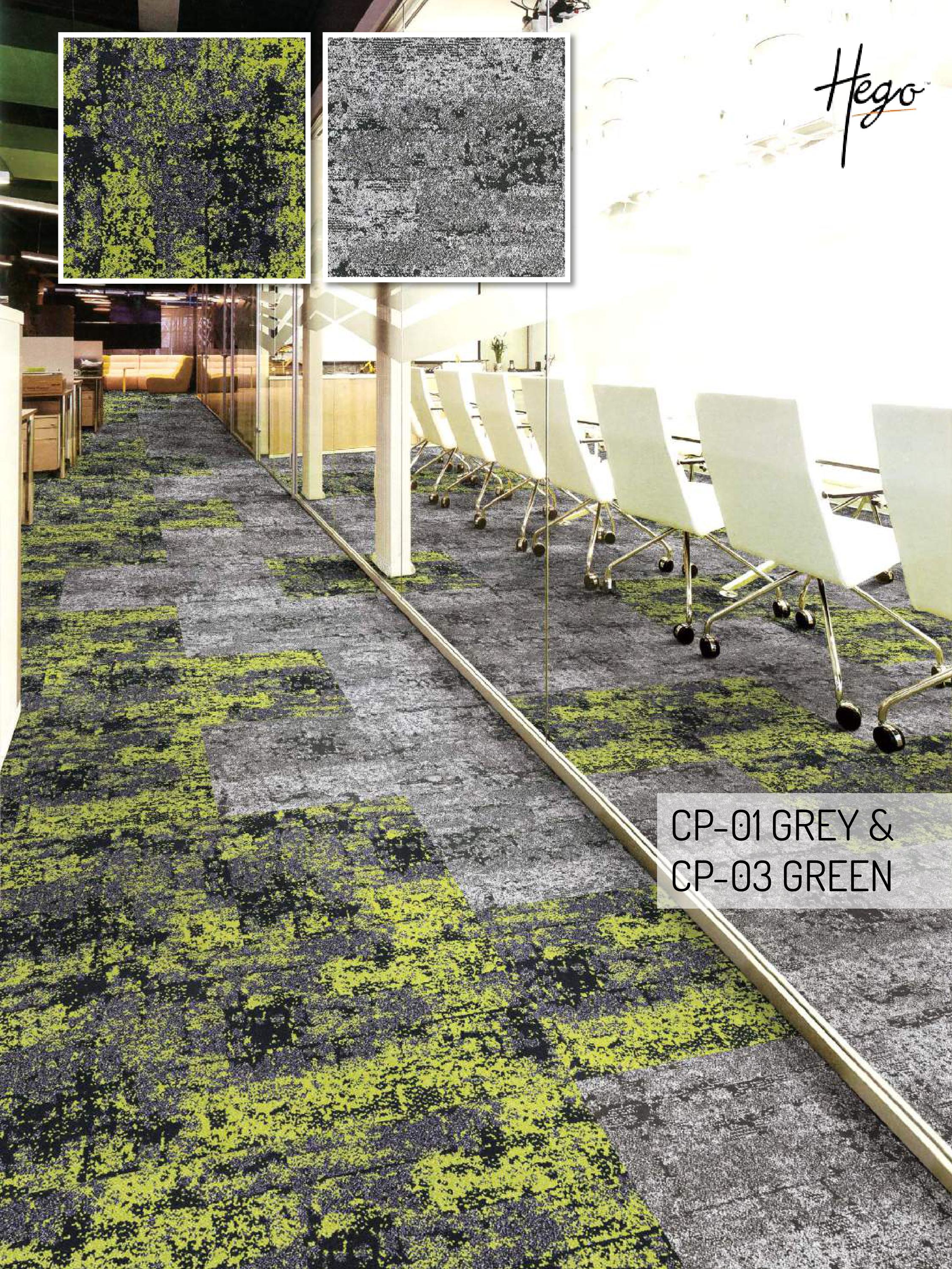 Color Point Carpet Tile CP-03 Green & CP-01 Grey