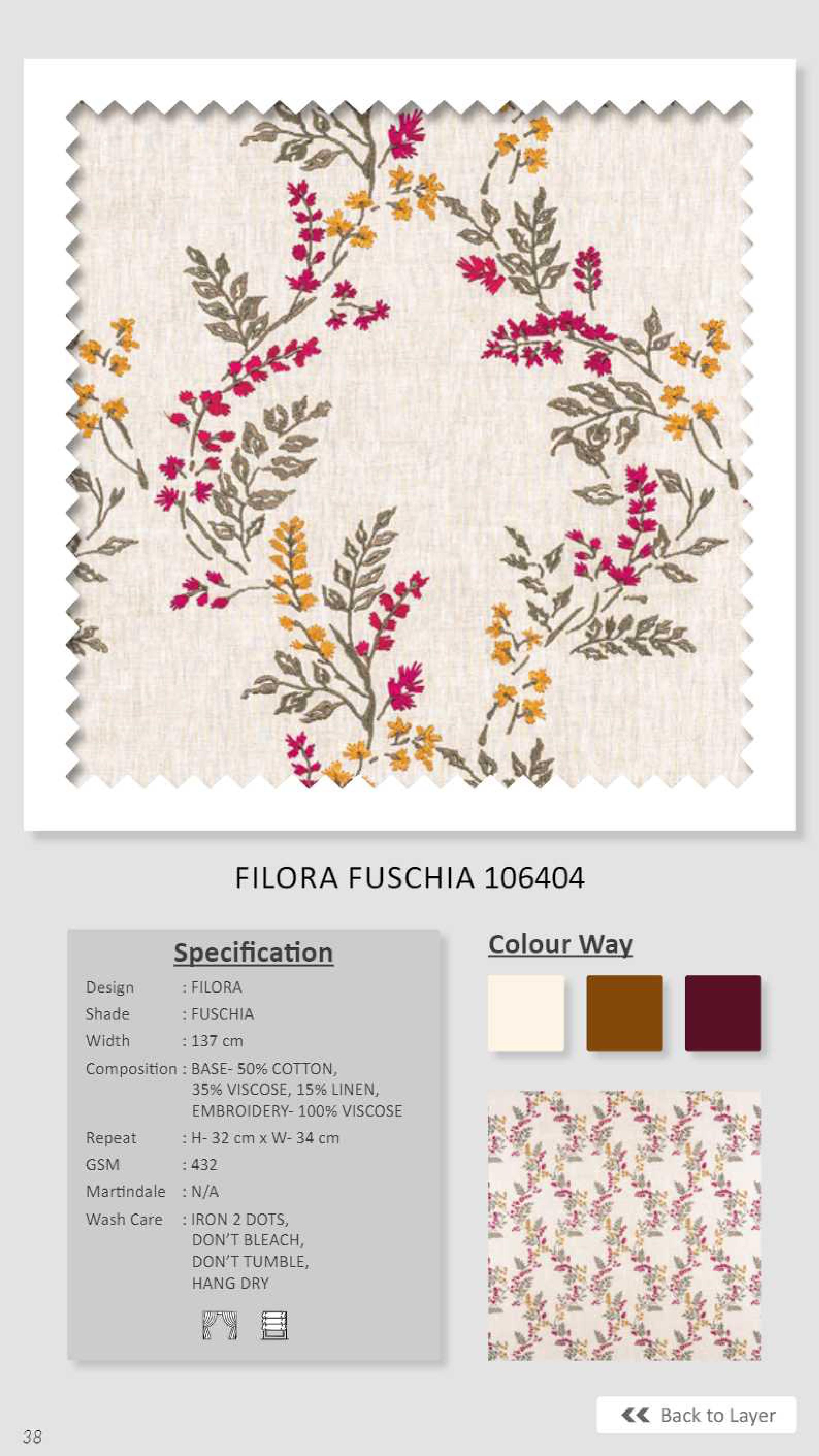 Dale Filora Fuschia Linen Fabric - 106404