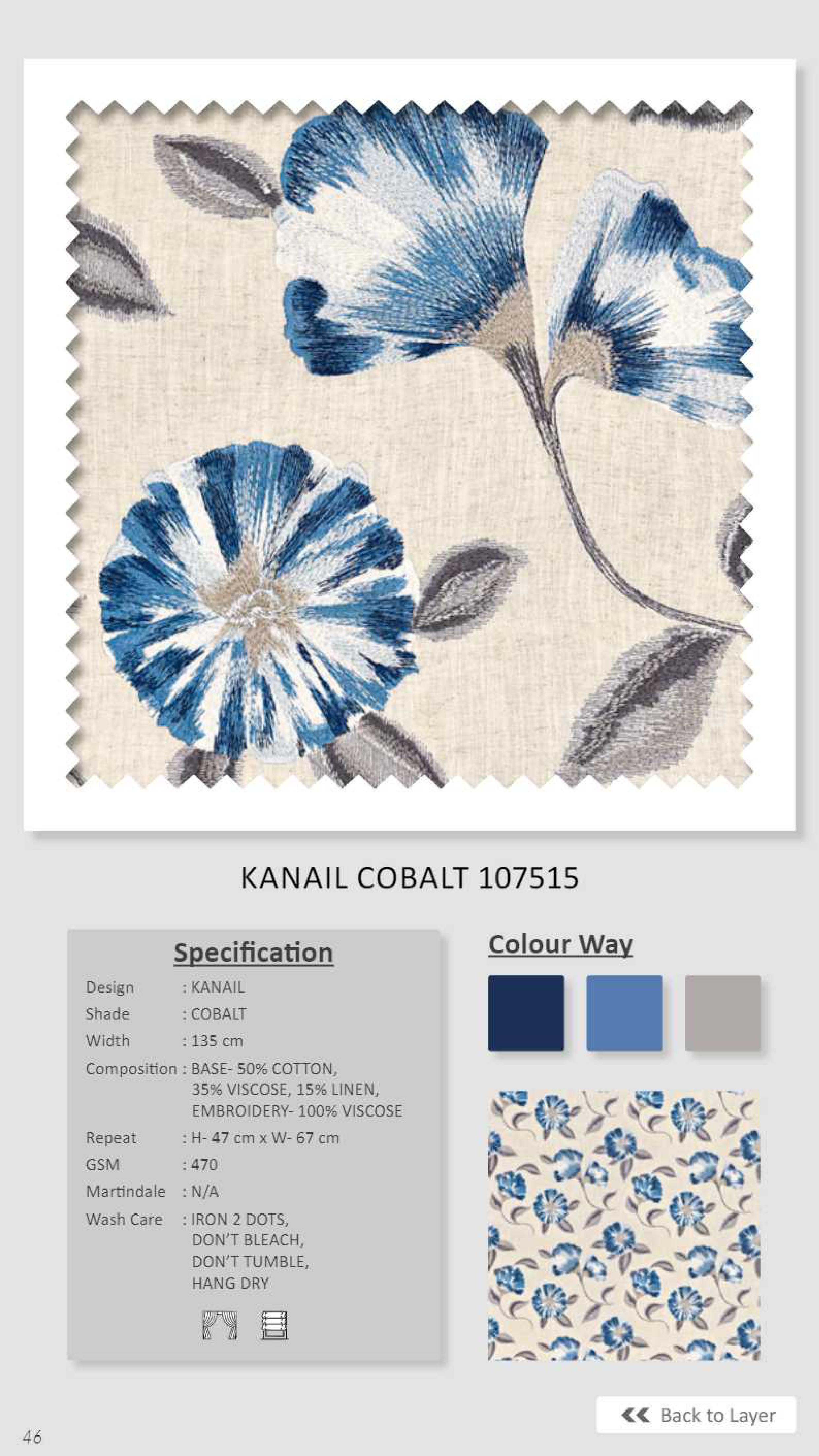 Dale Kanail Cobalt 107515 Premium Linen Fabric