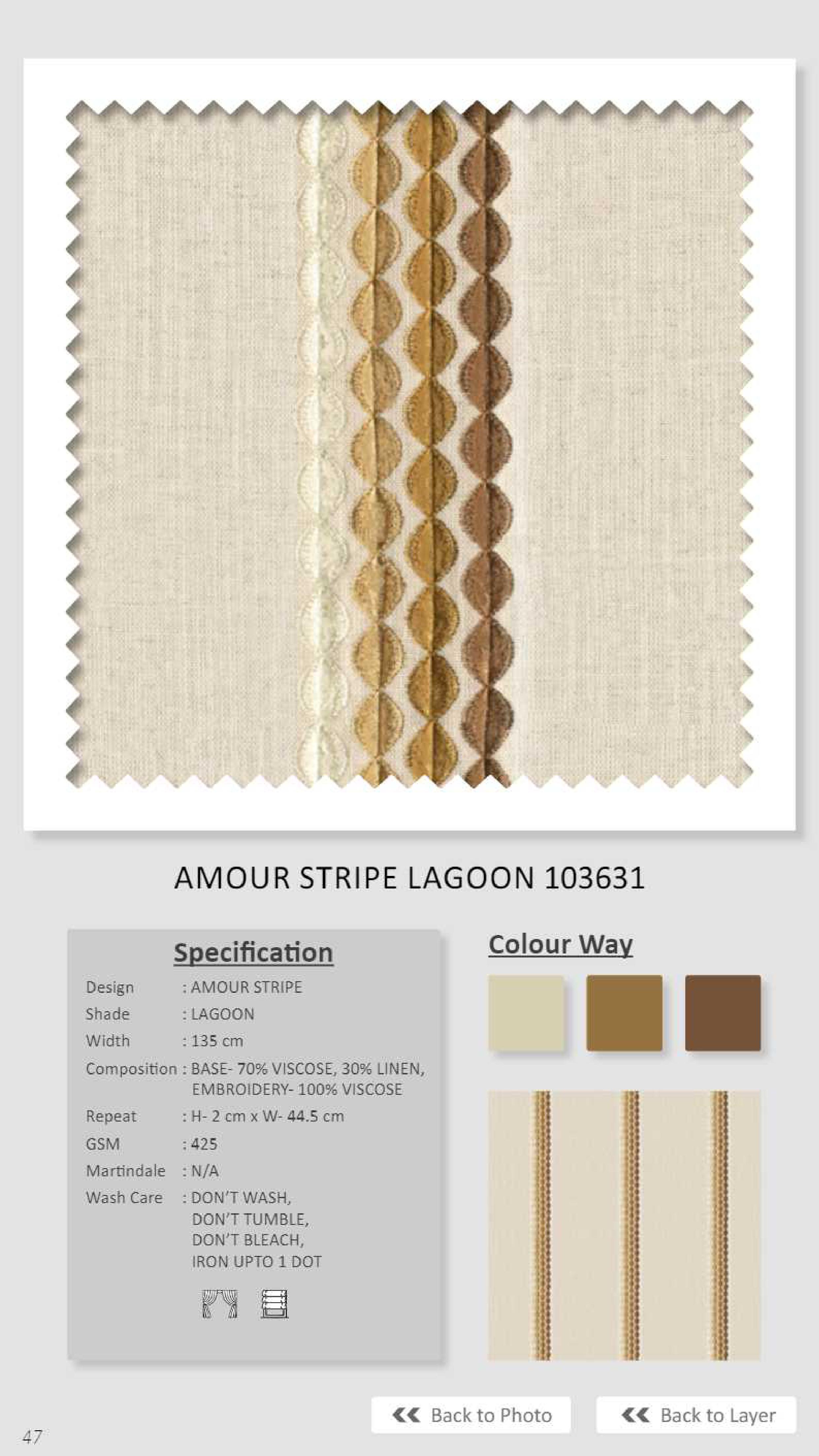 Dale Amour Stripe Lagoon 103631- Linen Fabric