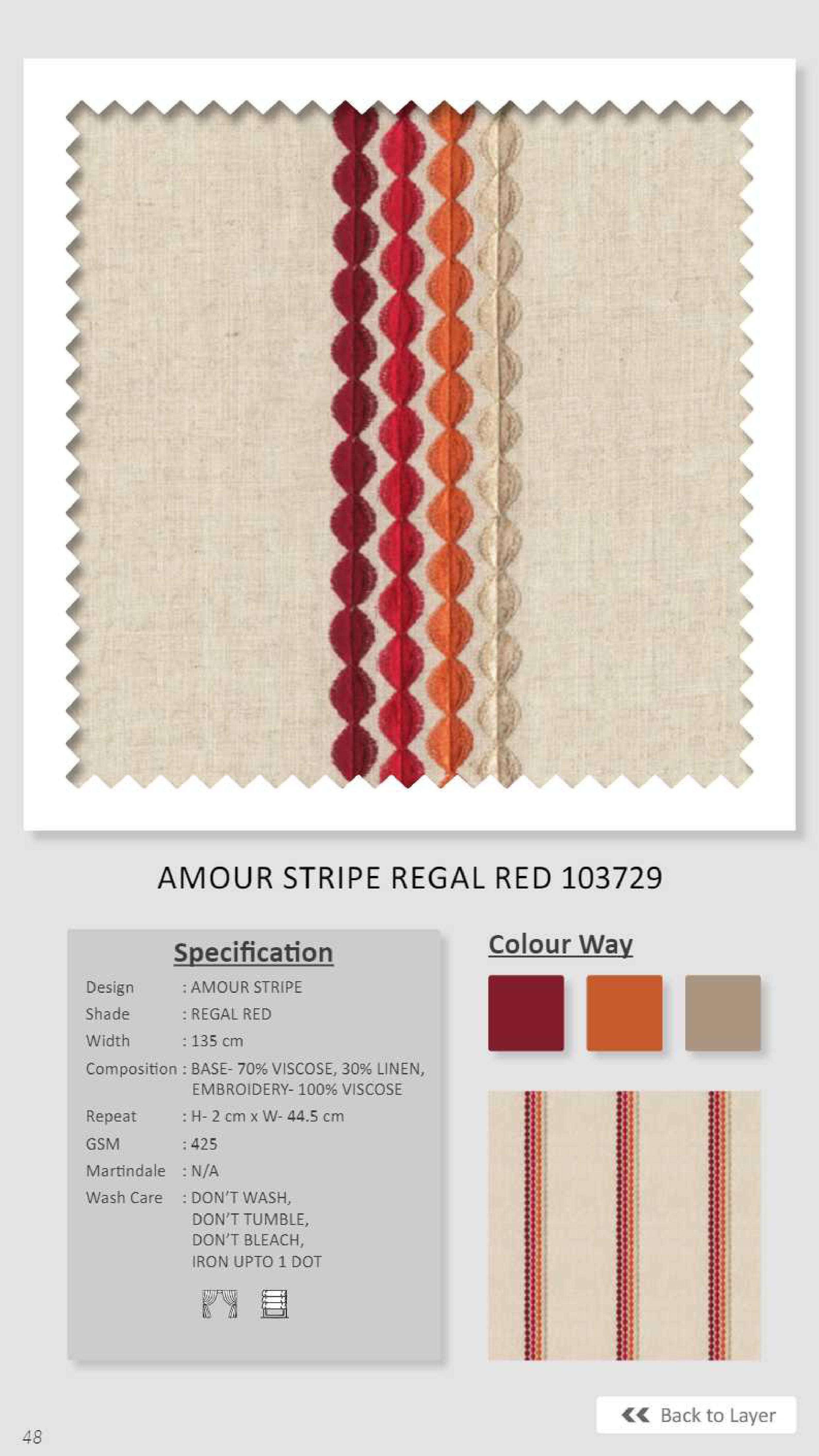 Dale Amour Stripe Regal Red Linen 103729 Fabric