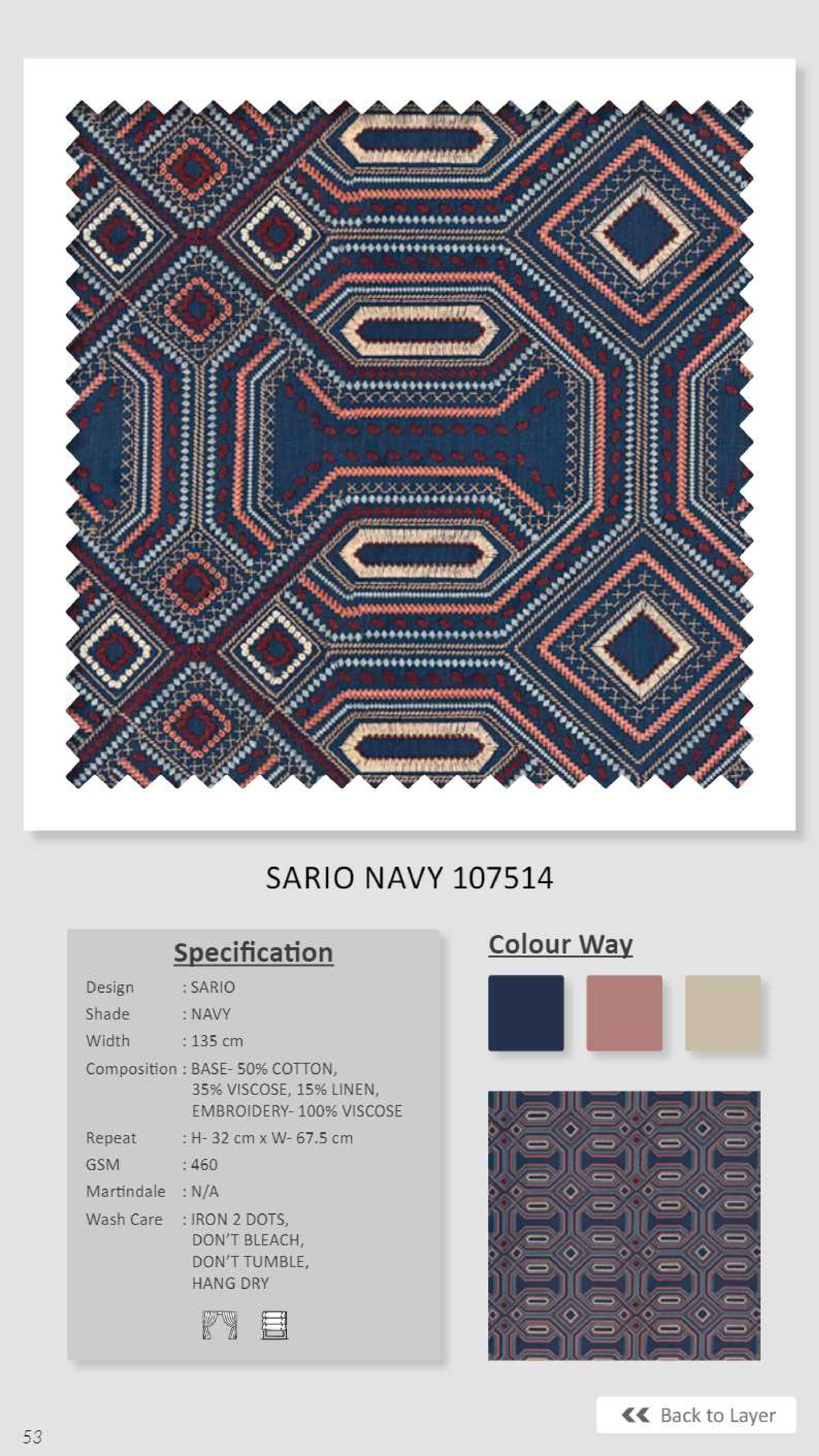 Dale Sario Navy 107514 Linen Fabric