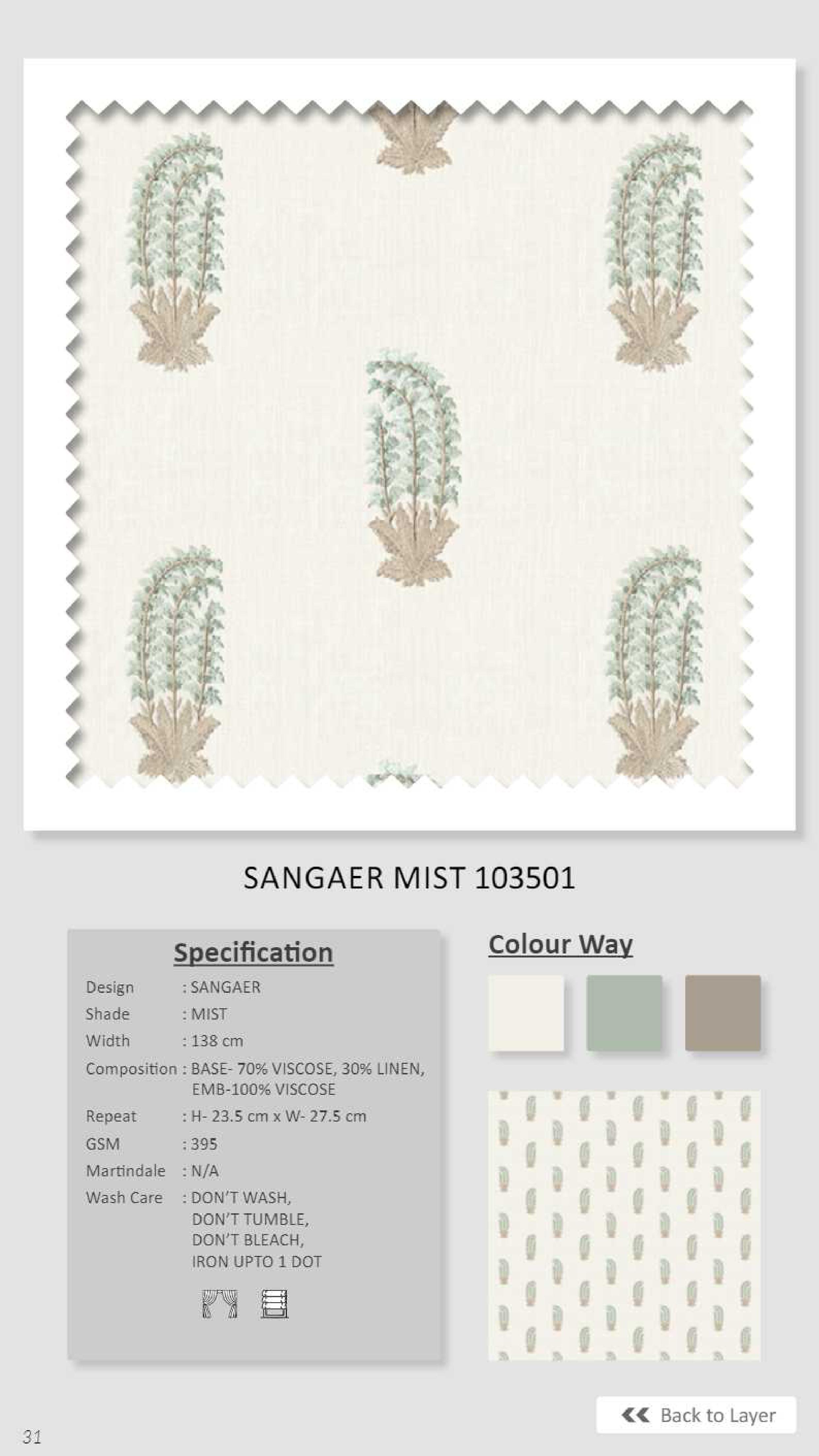 Dale Sangaer Mist 103501 Linen Fabric - Elegant & Durable