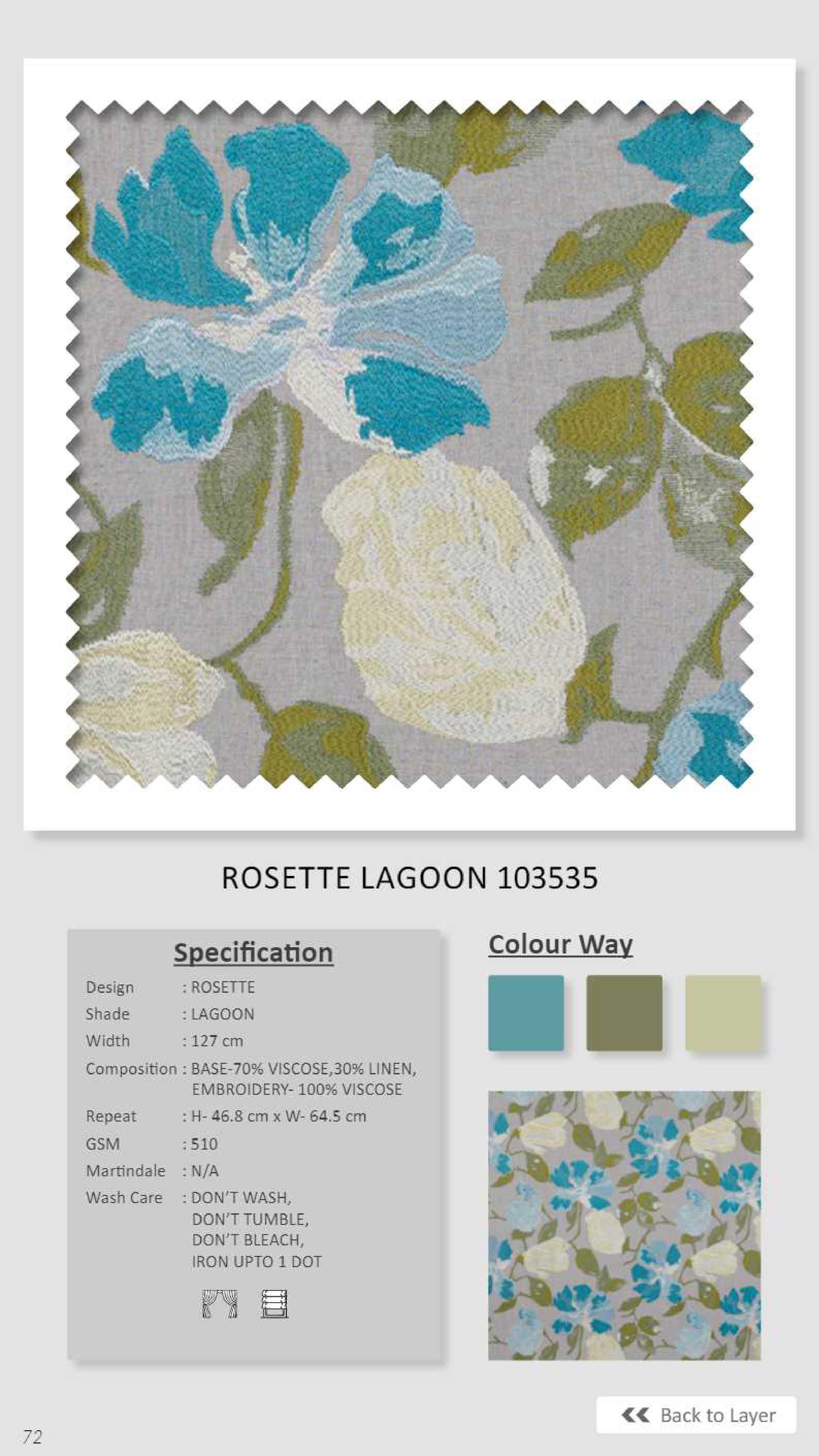 Dale  Rosette Lagoon 103535 Linen Fabric