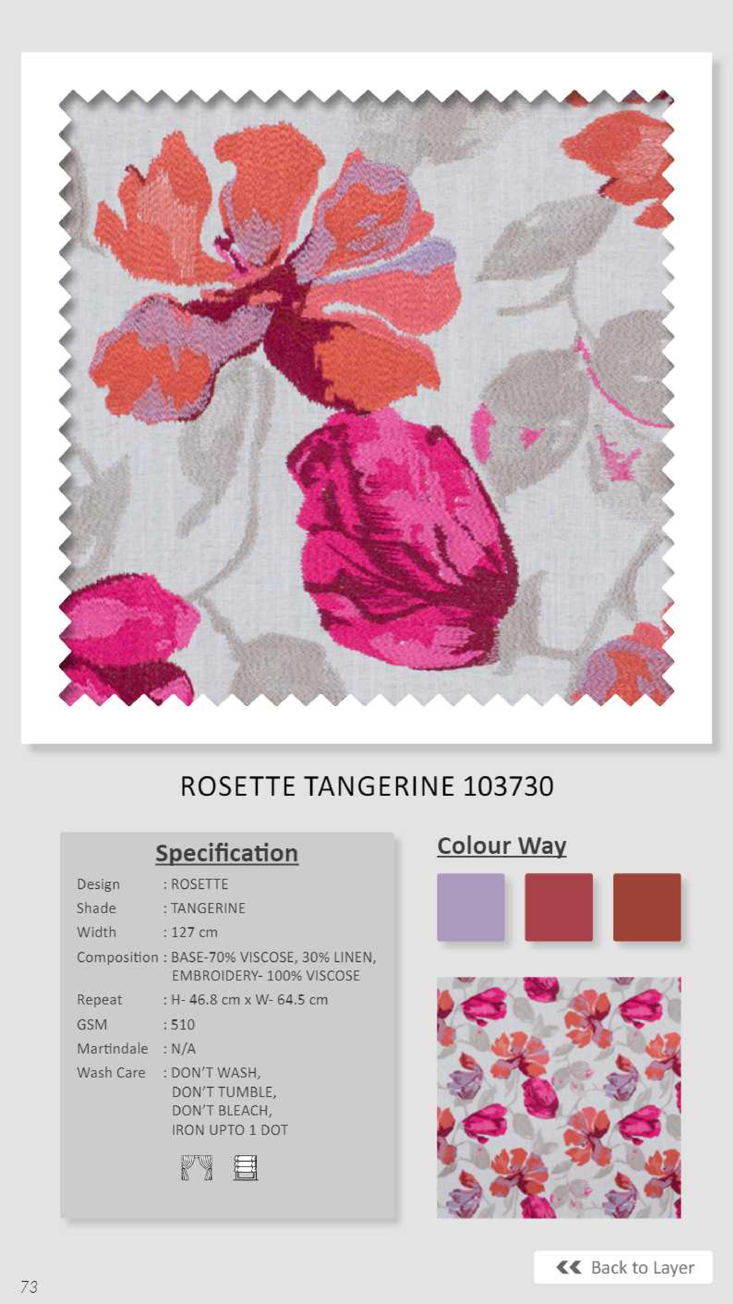 Dale  Rosette Tangenerine 103730 Linen Fabric