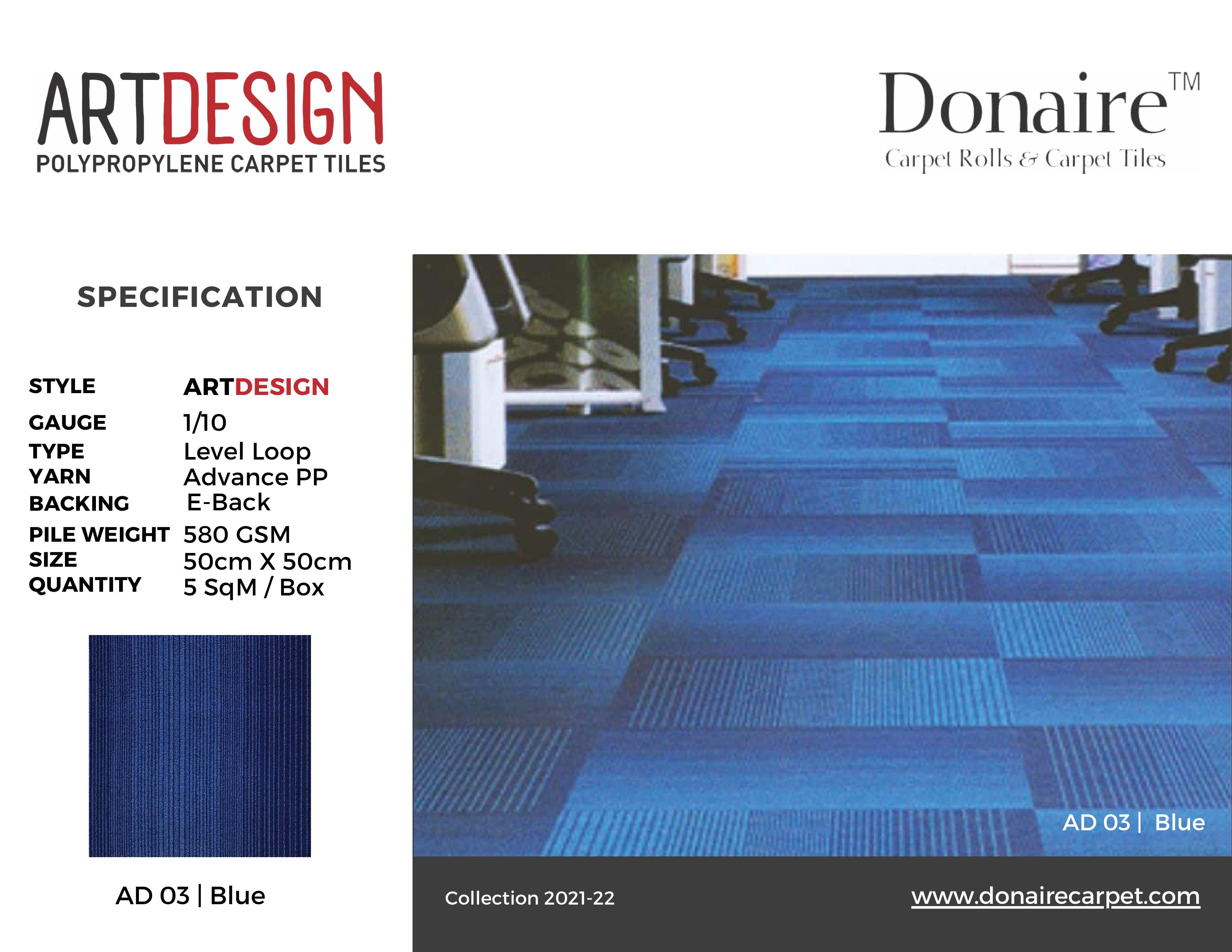 AD 03 Blue Donaire Carpet Tile - Durable & Stylish Flooring