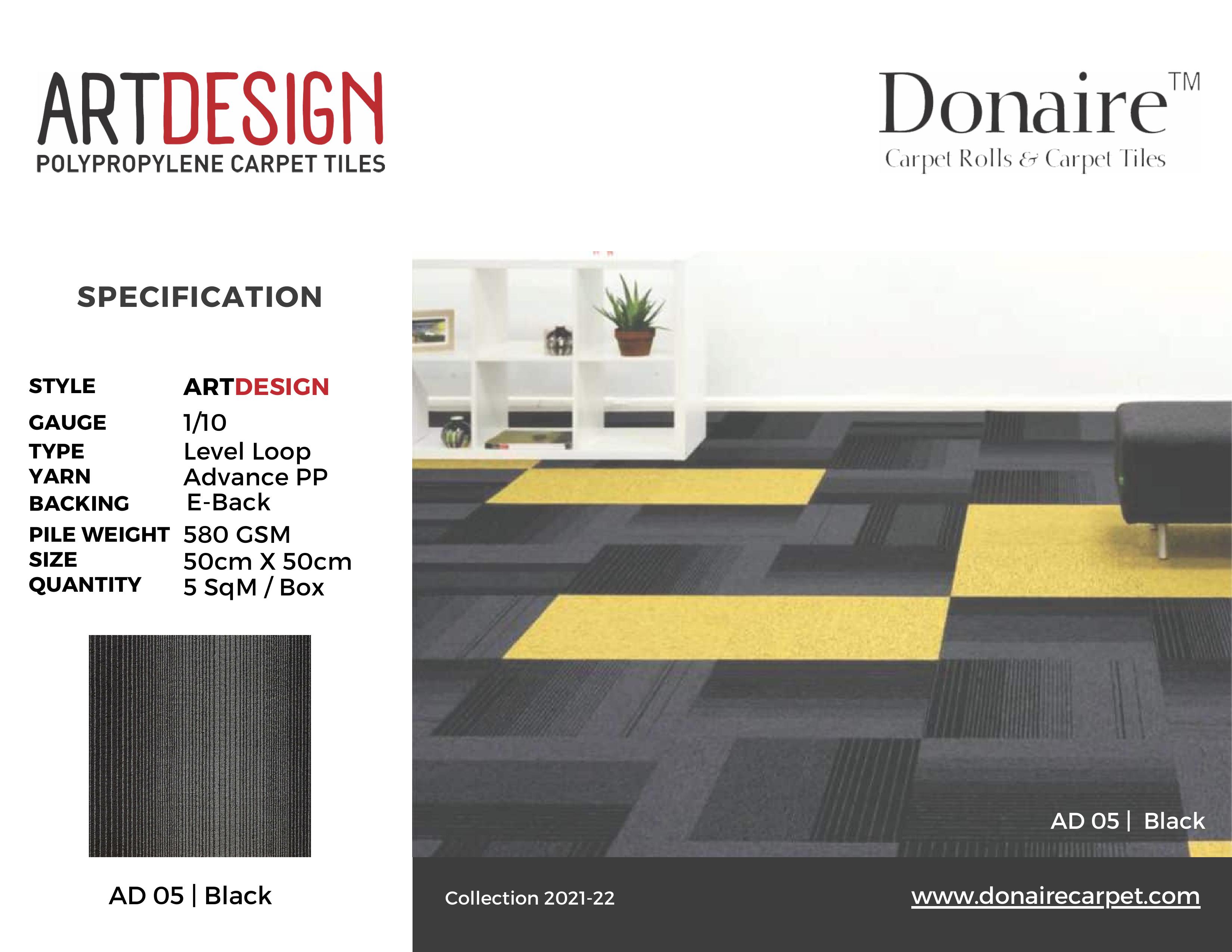 AD 05 Black Donaire Carpet Tile - Durable & Stylish