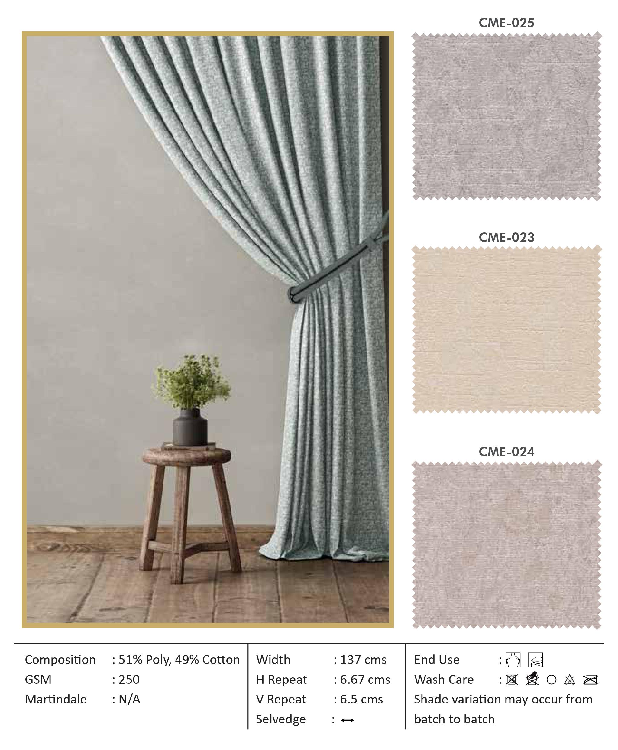 CME 025 Self Curtain Fabric - Elegant & Durable