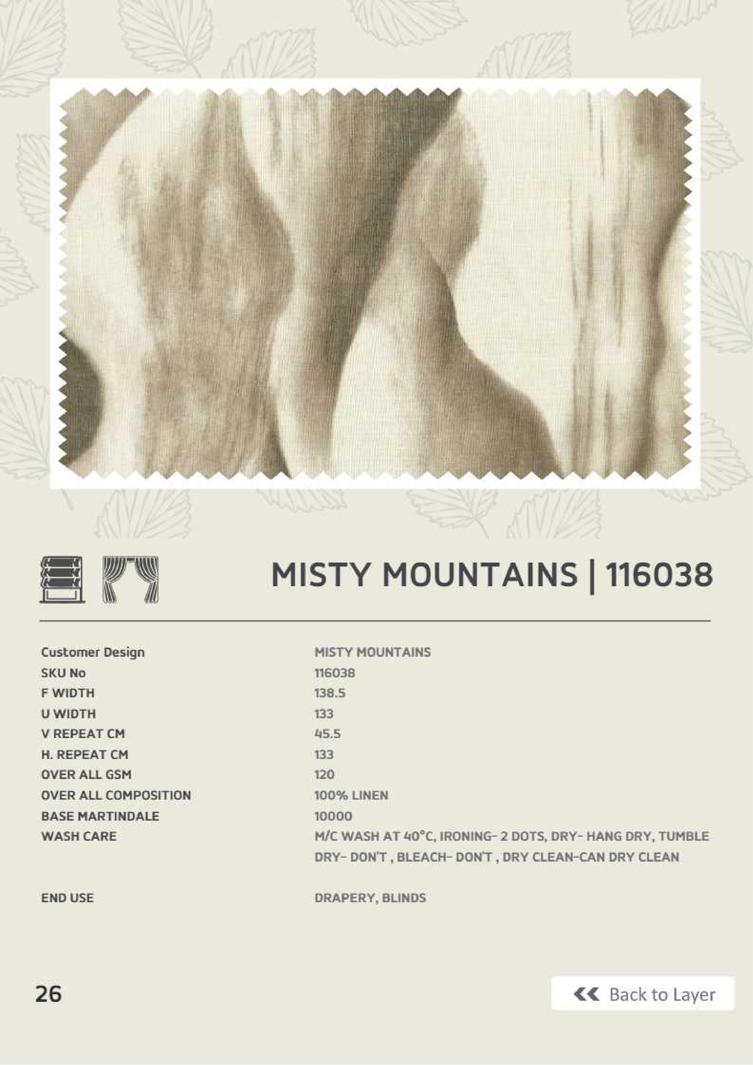 Misty Mountains 116038 Linen Fabric - Elegant Gray Linen