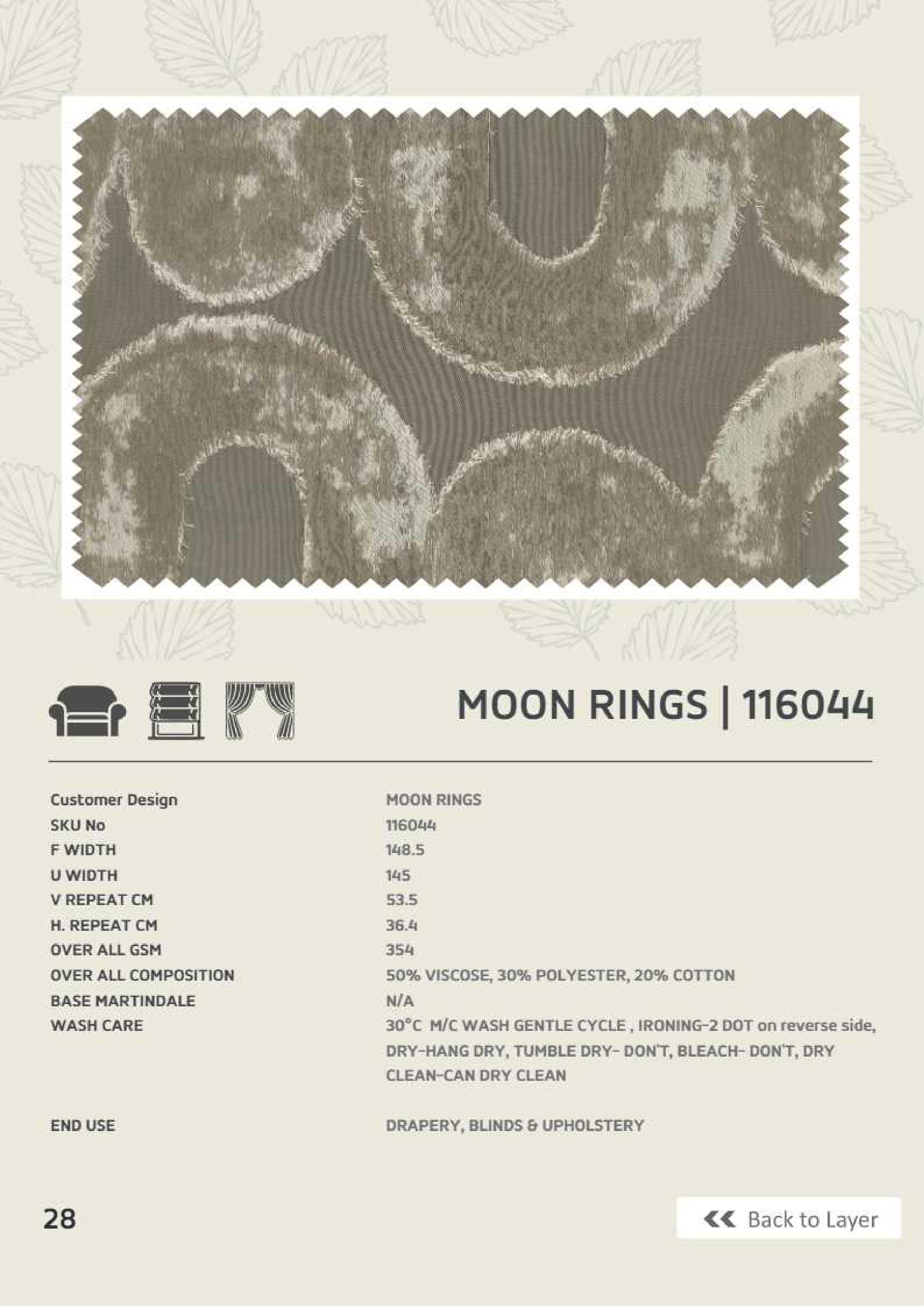 Moon Rings 116044 Linen Fabric - Elegant & Durable