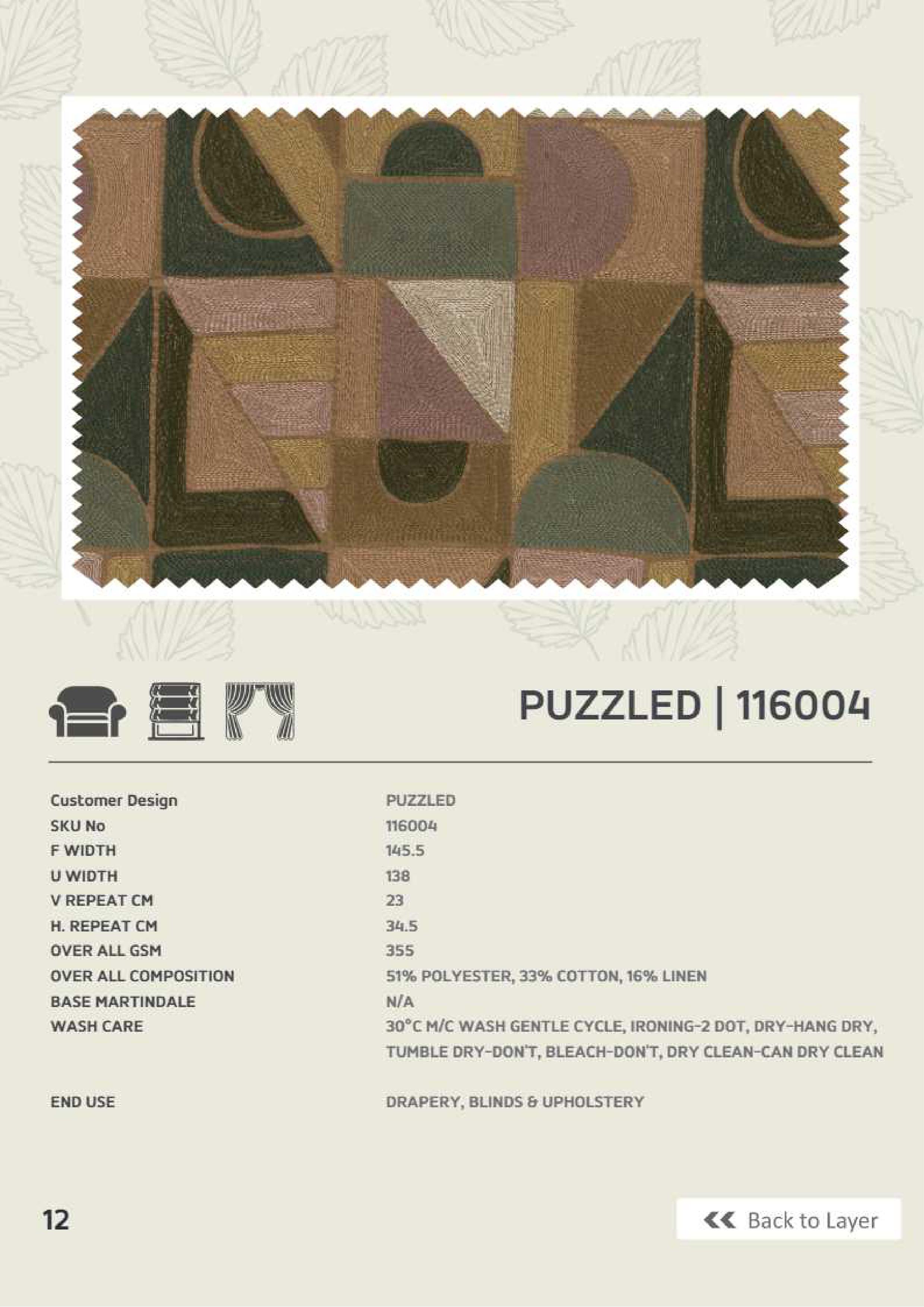 Puzzled 116004 Linen Fabric - Premium Quality Material