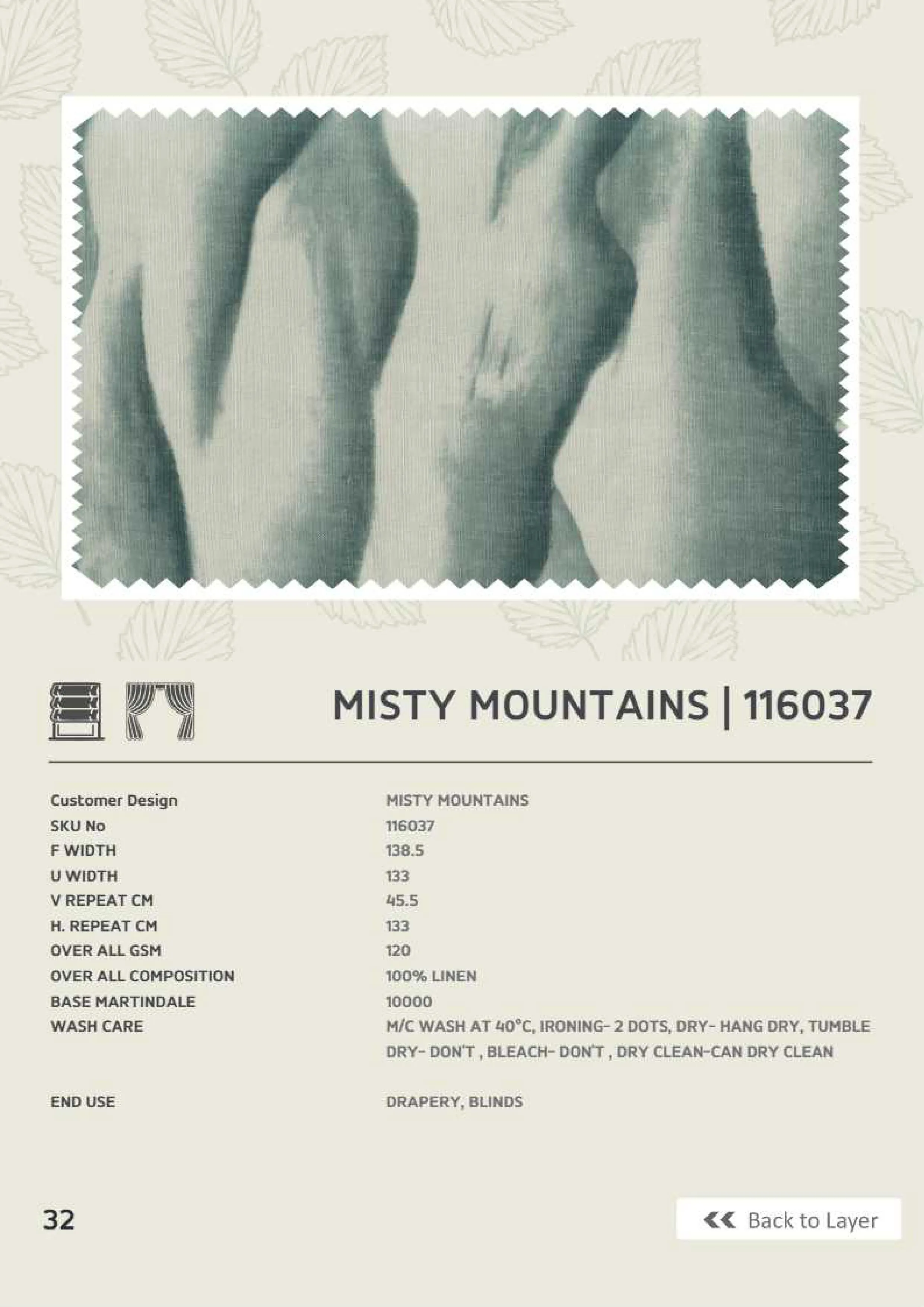 Misty Mountains 116037 Linen Fabric