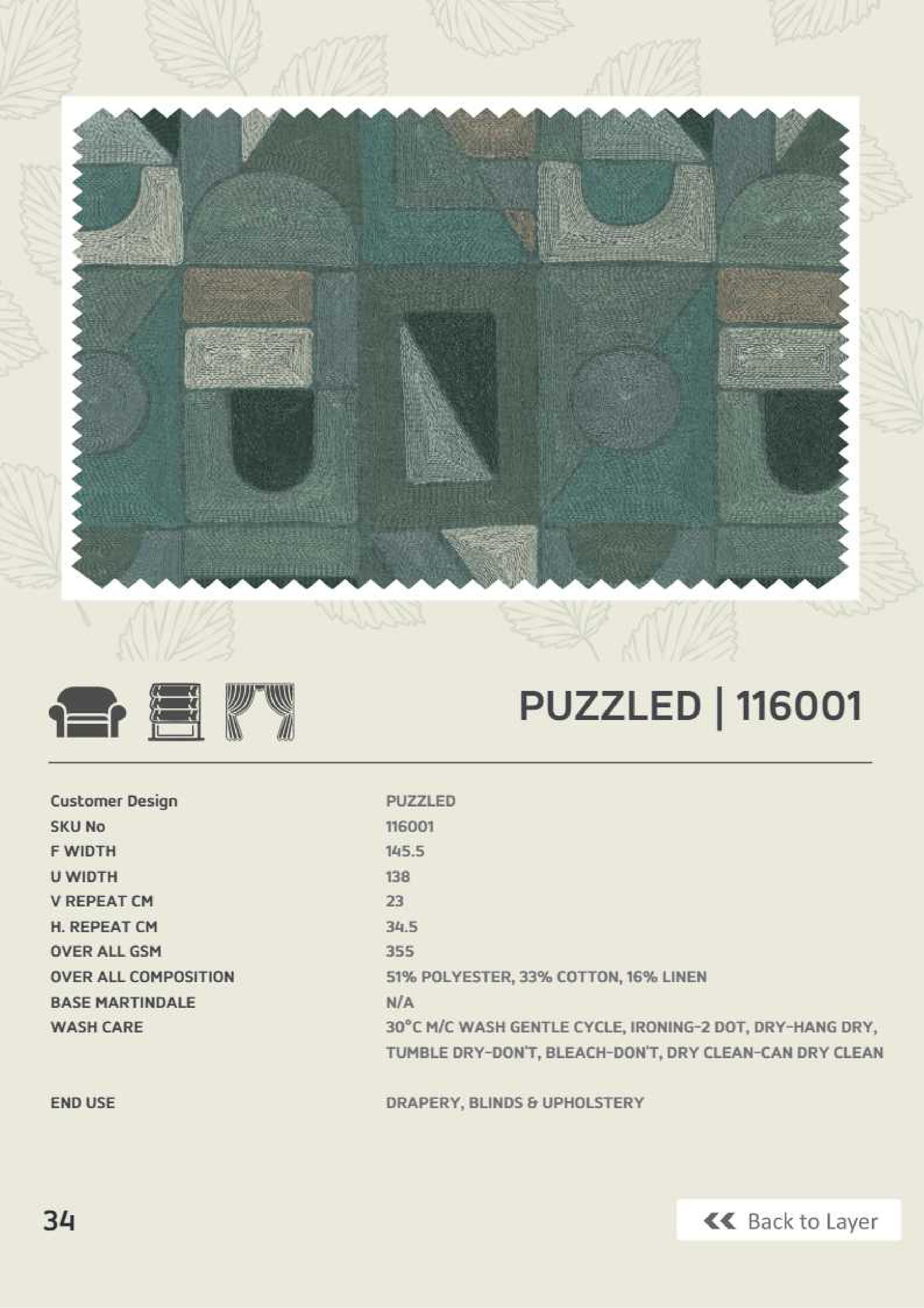 Puzzled 116001 Linen Fabric