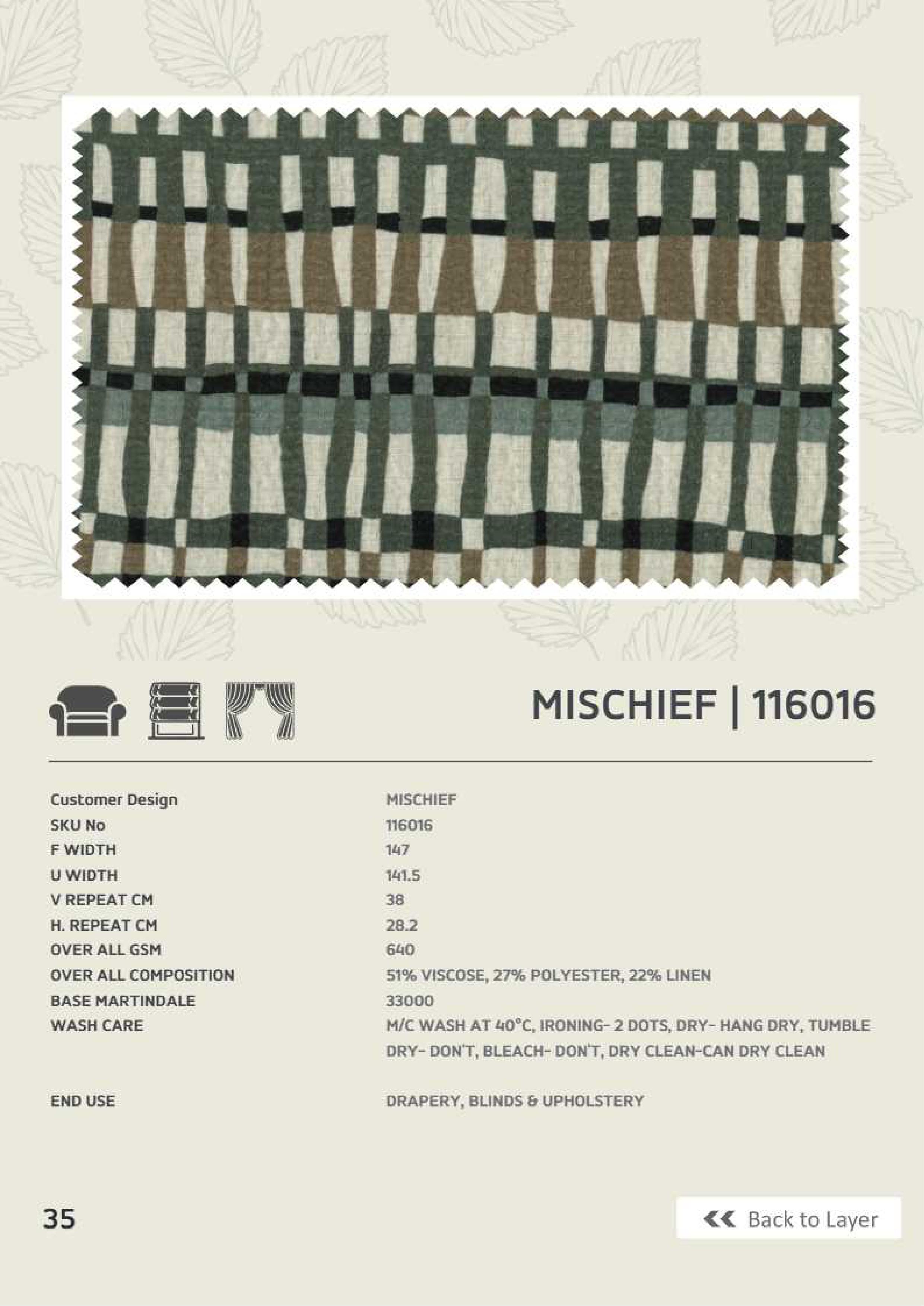 Mischief 116016 Linen Fabric - Elegant and Durable