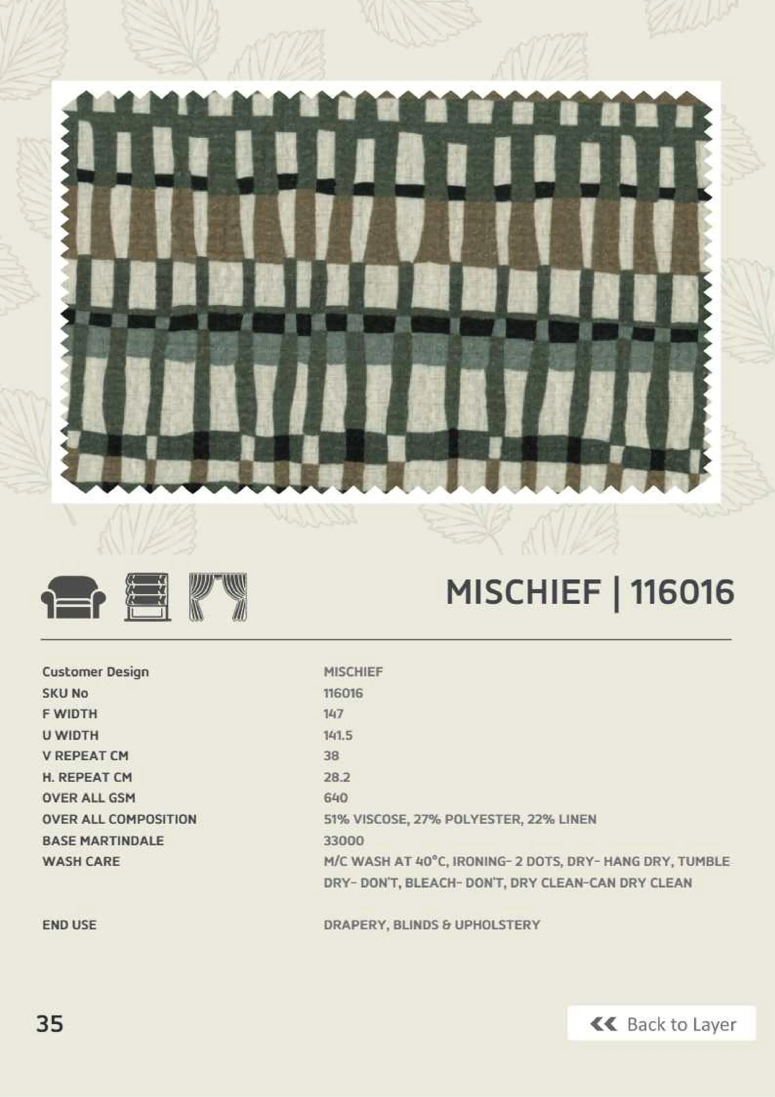 Mischief 116016 Linen Fabric - Elegant and Durable