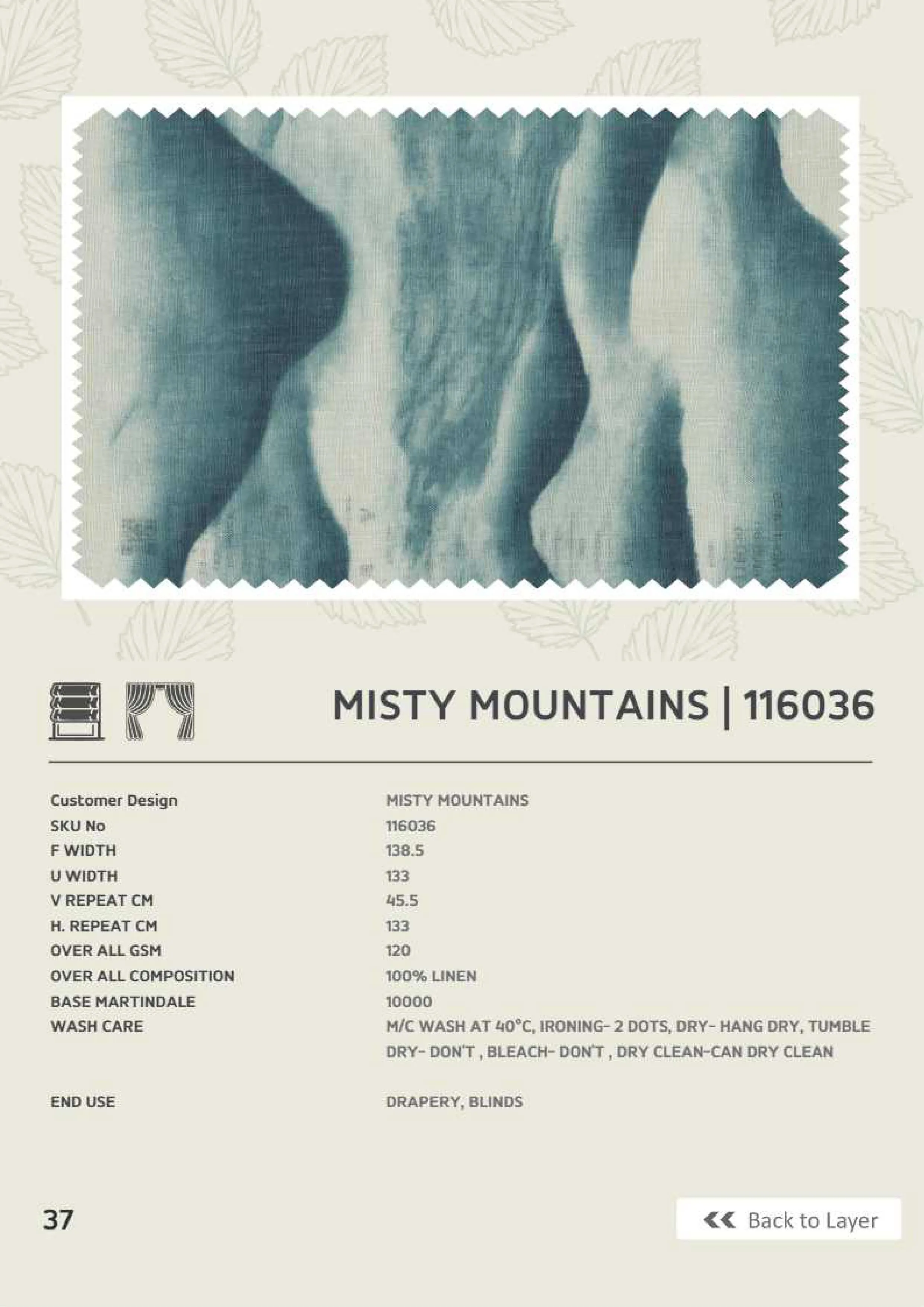 Misty Mountain 116036 Linen Fabric - Elegant & Durable