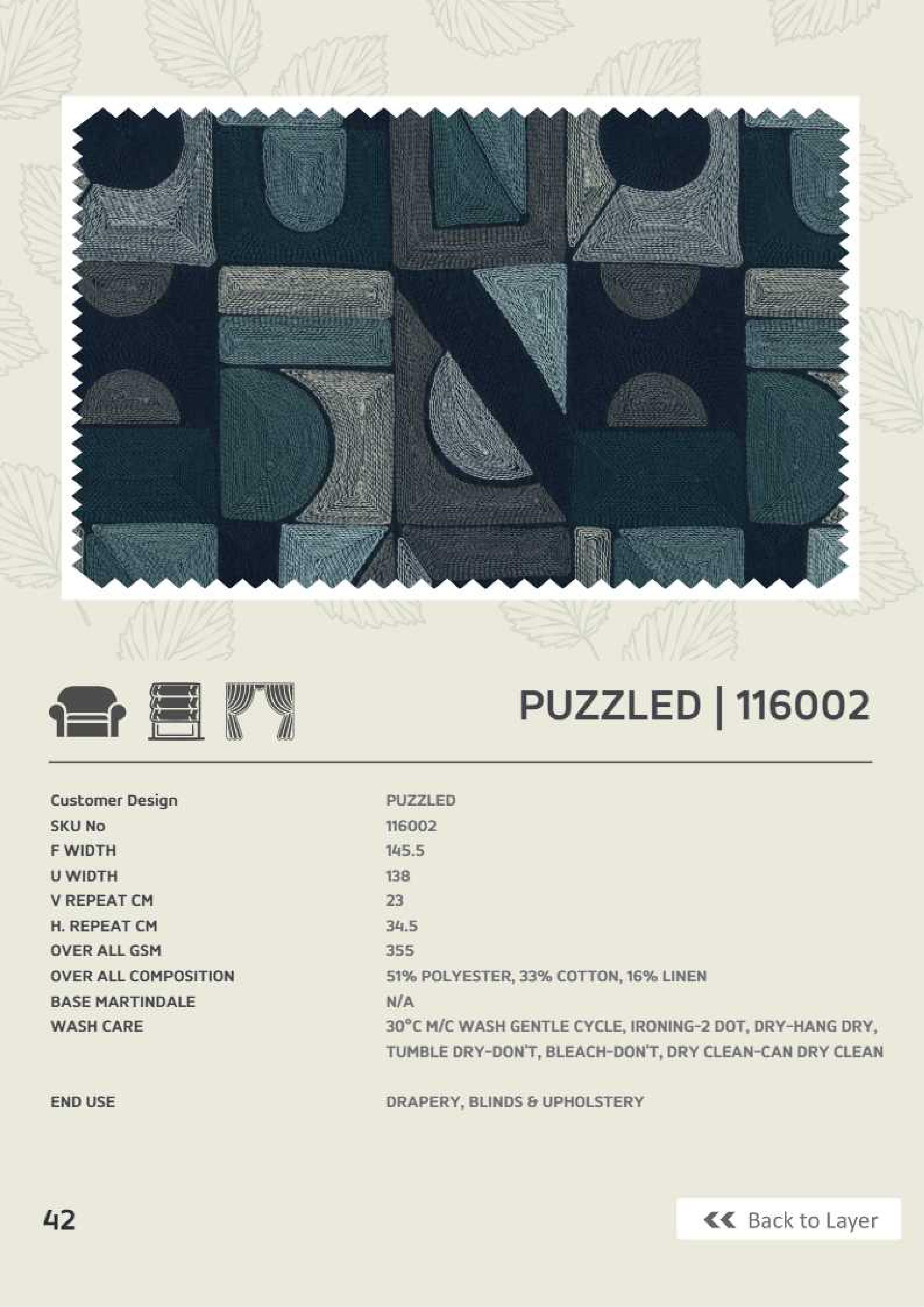 Premium Puzzeled 116002 Linen Fabric - Soft & Durable