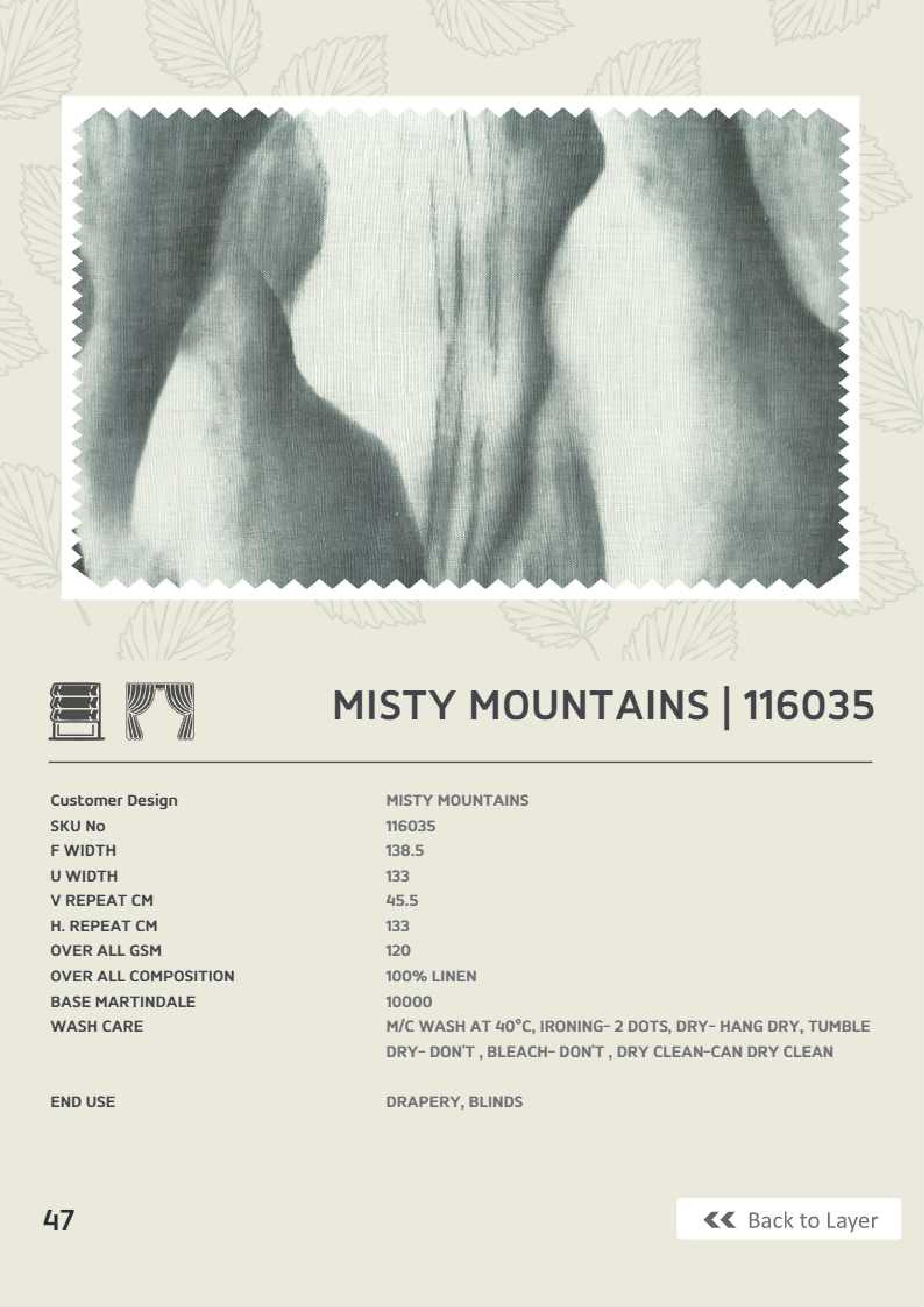 Misty Mountains Linen Fabric - 116035