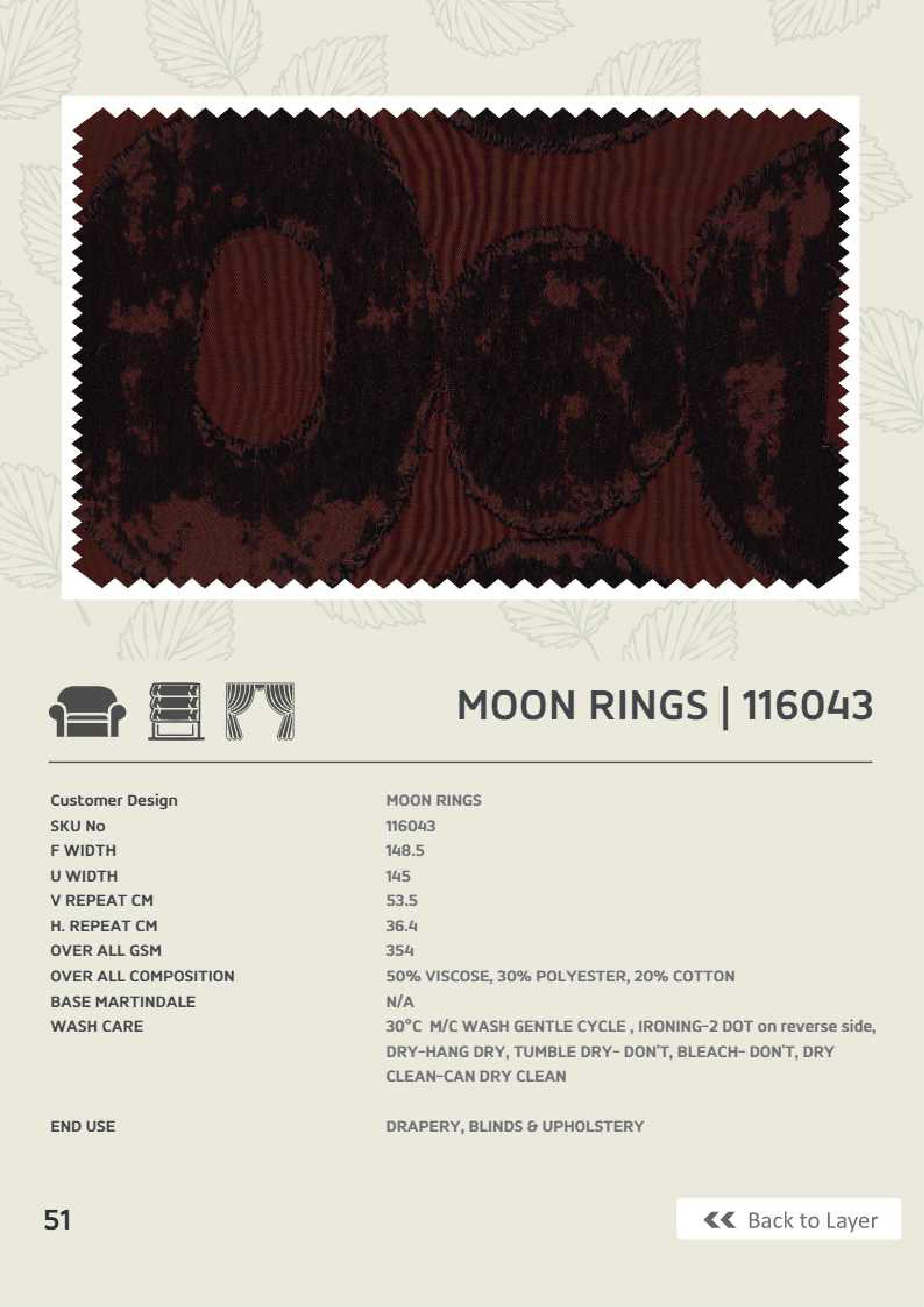 Moon Rings 116043 Linen Fabric – Elegant Circular Design