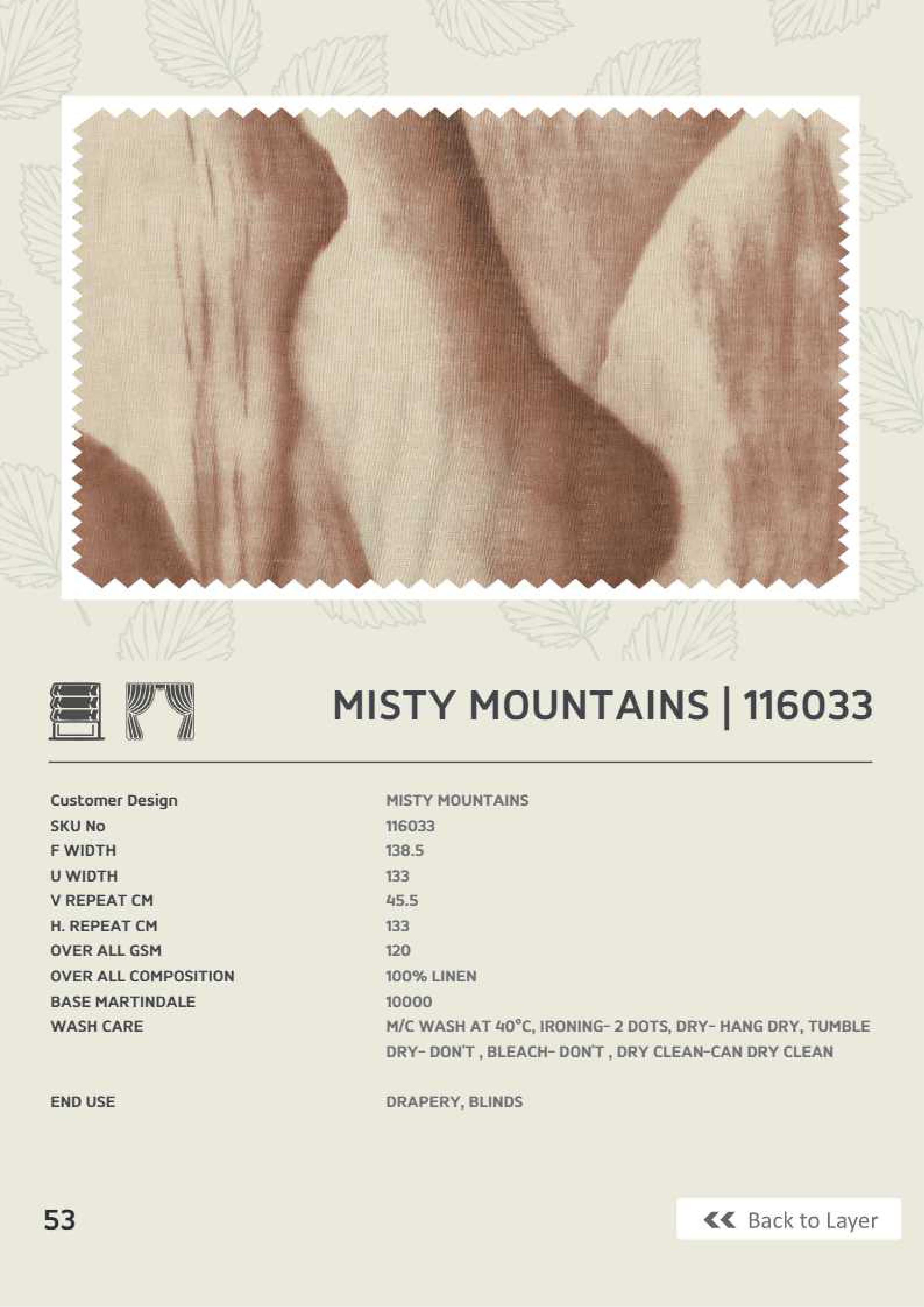 Misty Mountain 116033 Linen Fabric – Serene Elegance