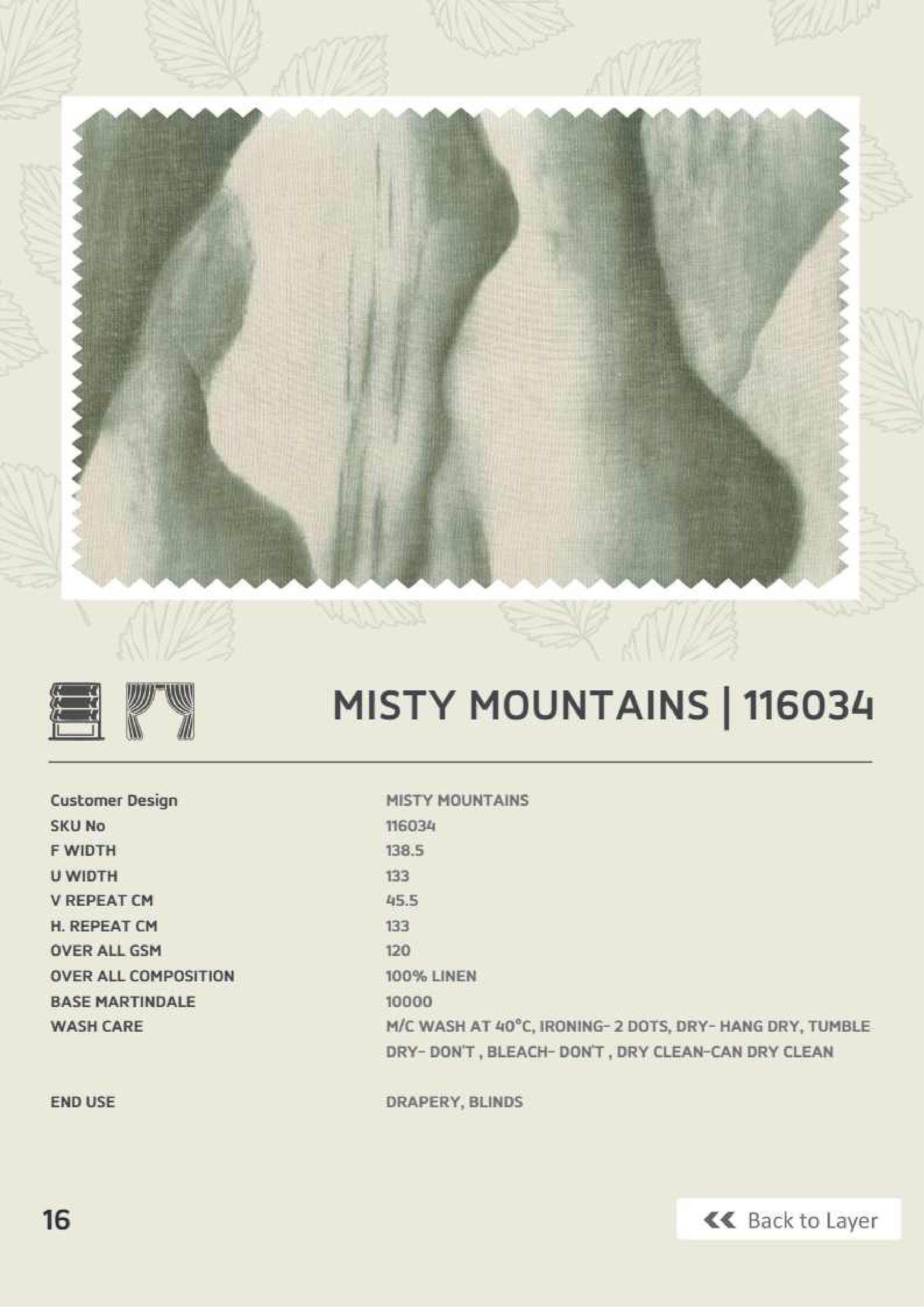 Misty Mountains Linen Fabric - Elegant & Durable 116034