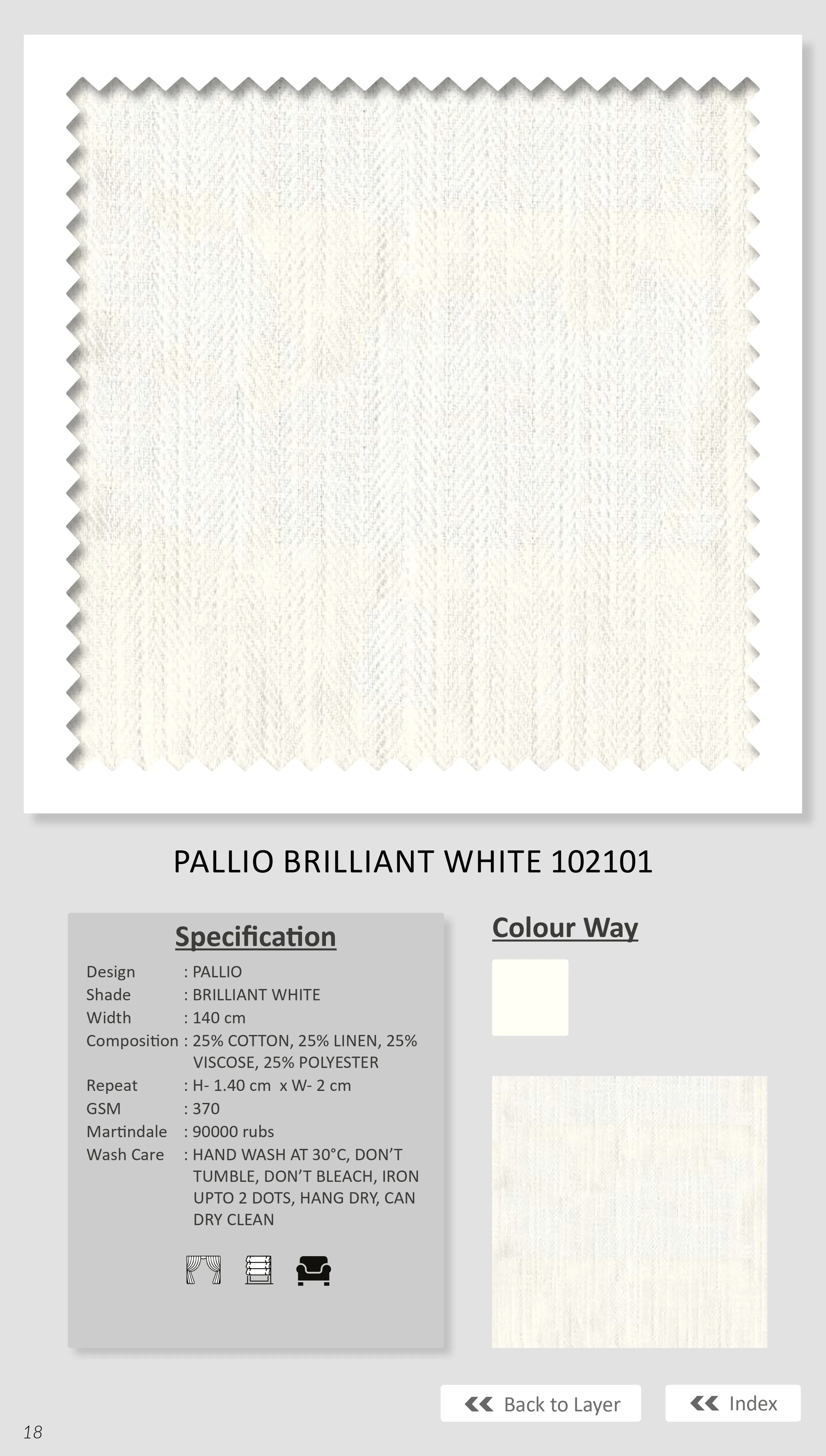 PALLIO Brilliant White Plain Fabric - 102101