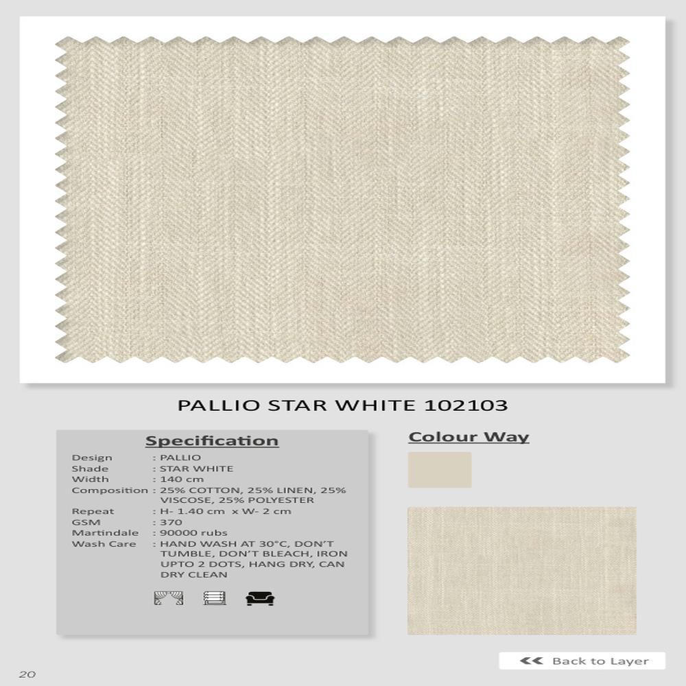 Pallio Star White 102103 Plain Fabric