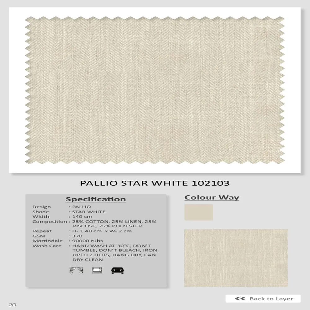 Pallio Star White 102103 Plain Fabric
