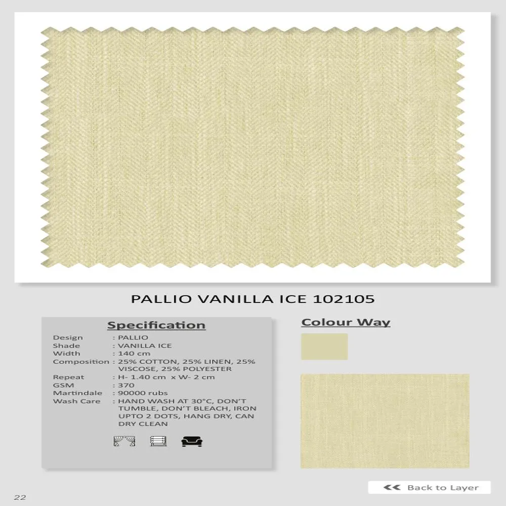 Pallio Vanilla Ice 102105 Plain Fabric - Premium Quality Material