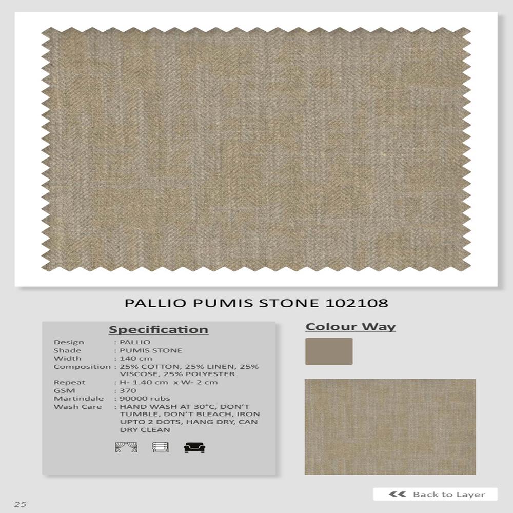 Pallio Pumis Stone 102108 Plain Fabric