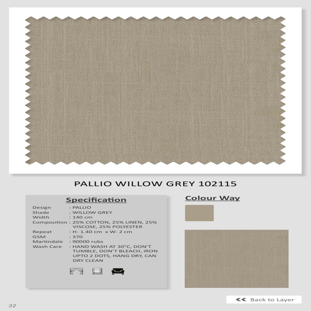 PALLIO WILLOW GREY 102115 Plain Fabric - Premium Quality for Elegant Interiors