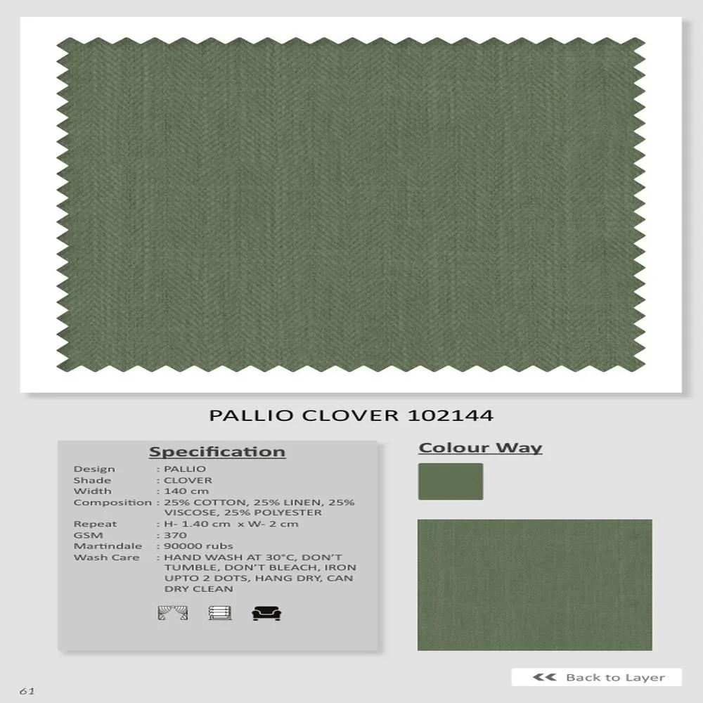 Elegant PALLIO CLOVER Plain Fabric 102144
