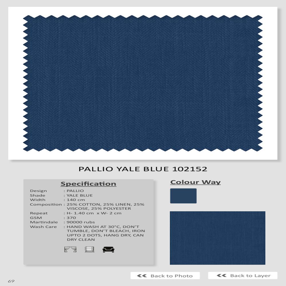 PALLIO YALE BLUE 102152 Plain Fabric - High-Quality Upholstery Material